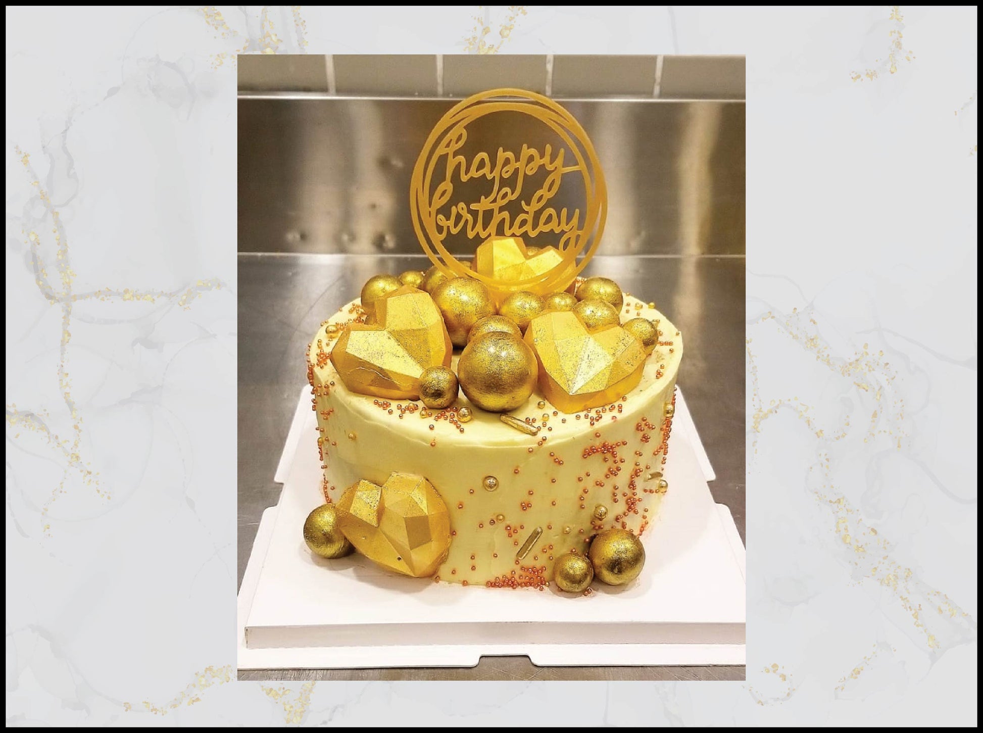 All golden birthday cake with luxurious elegant design in Macau