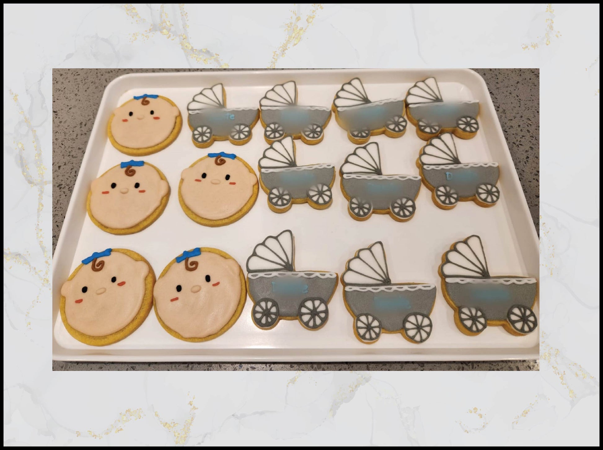 Baby shower bow decorated cookies with elegant pastel design in Macau