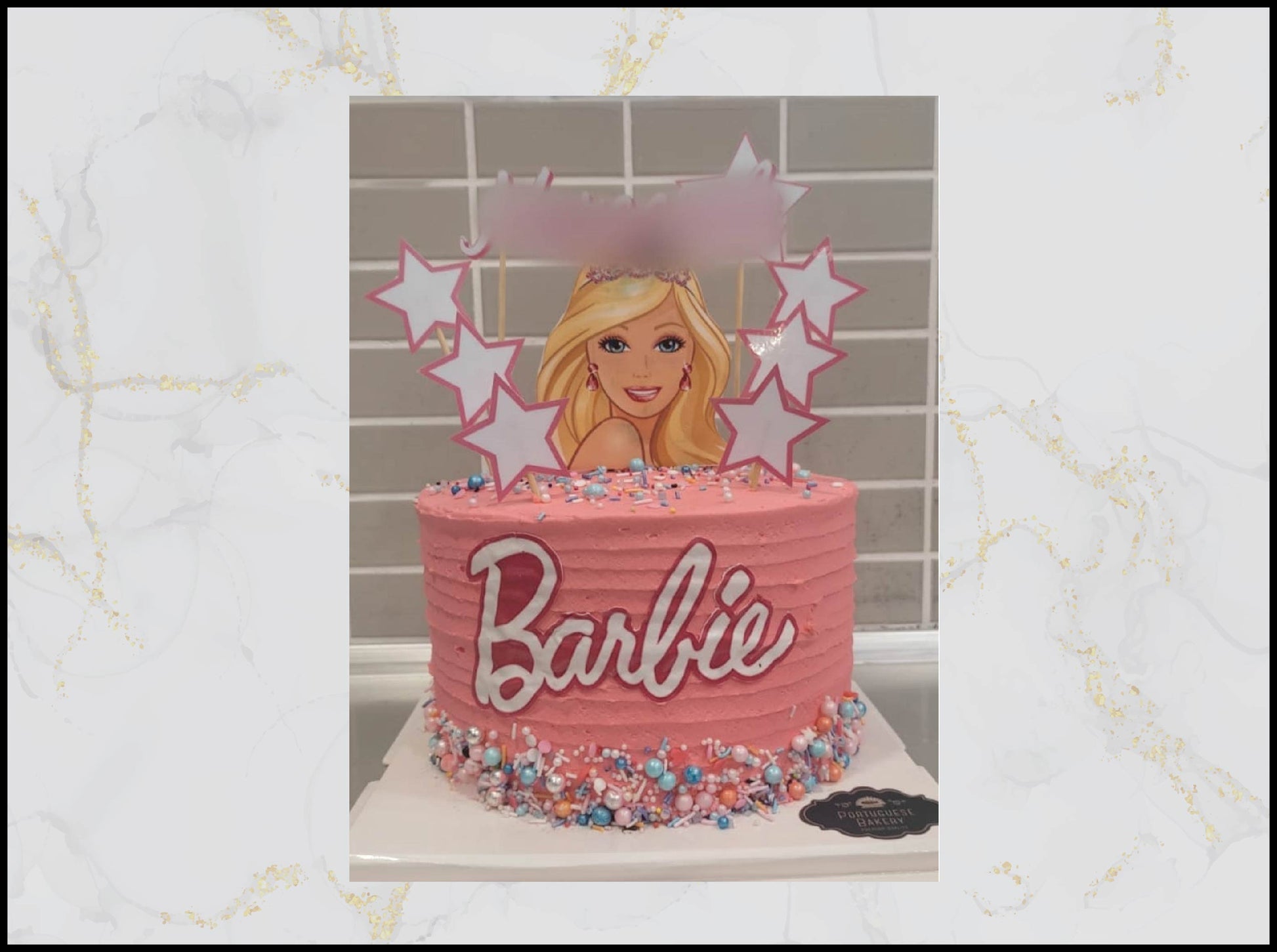 Barbie Customized Birthday Cake with pink stylish design in Macau