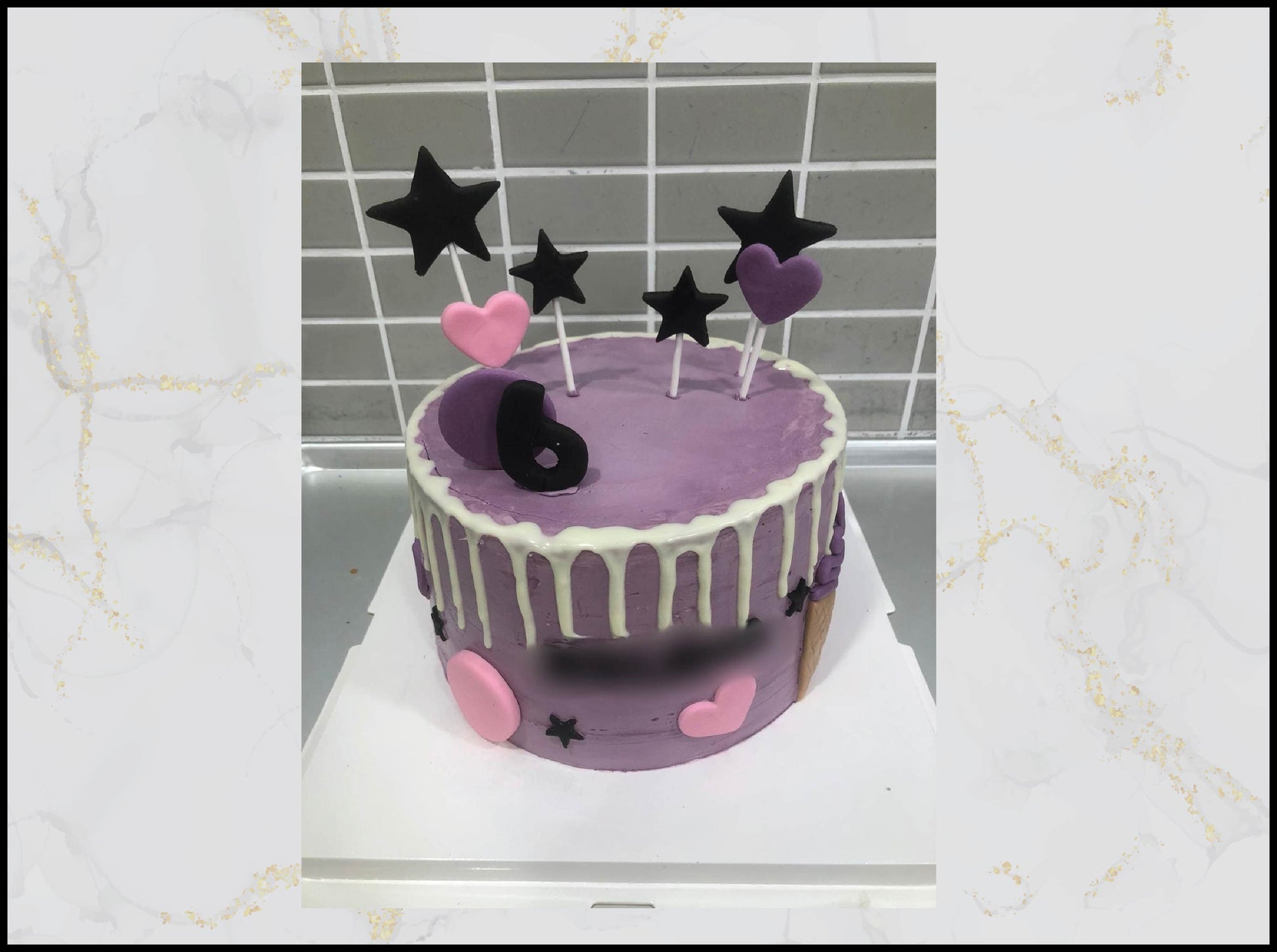 Black and Purple Birthday Cake with bold elegant design in Macau