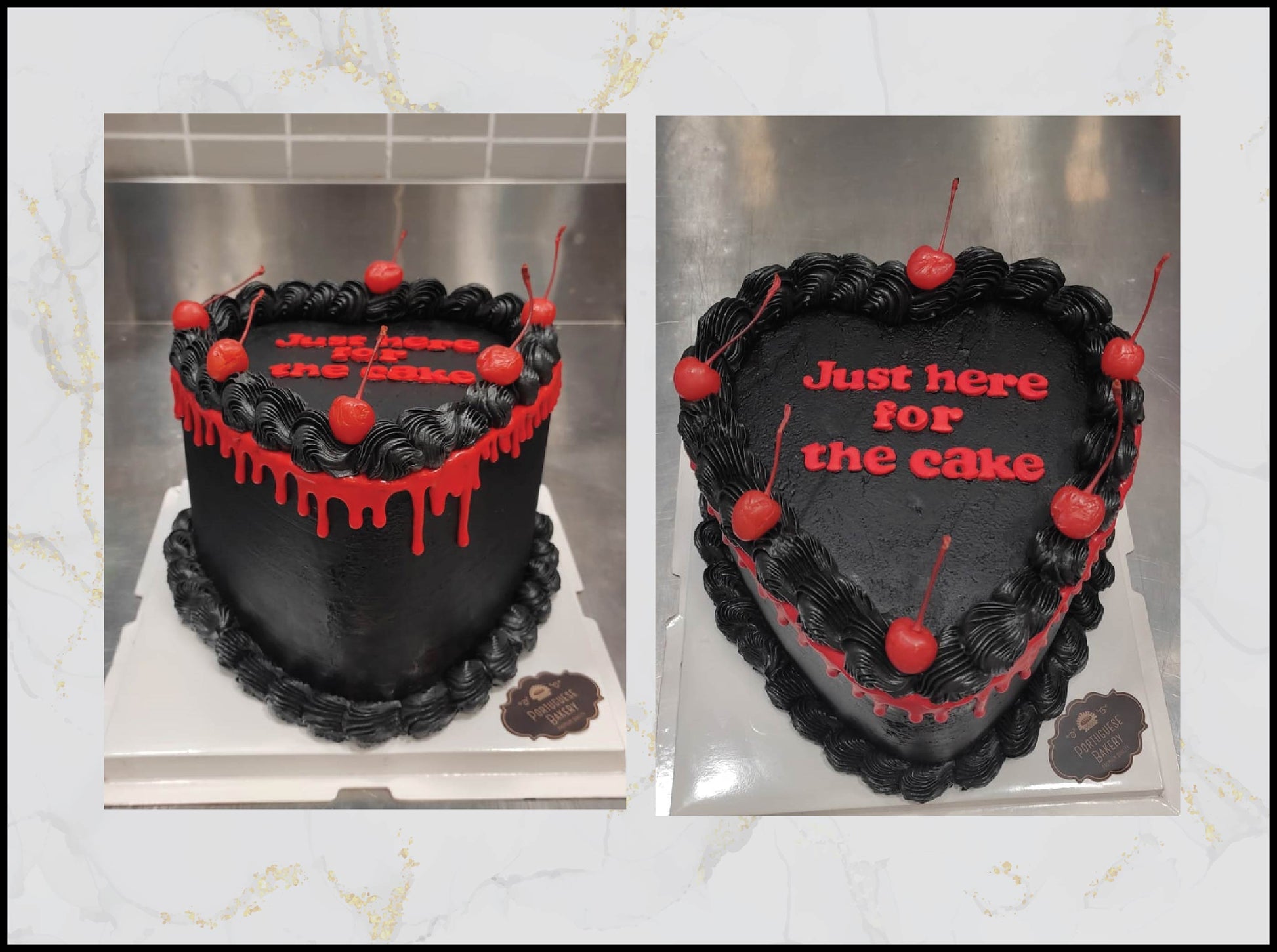 Black and Red Heart Birthday Cake with romantic bold design in Macau