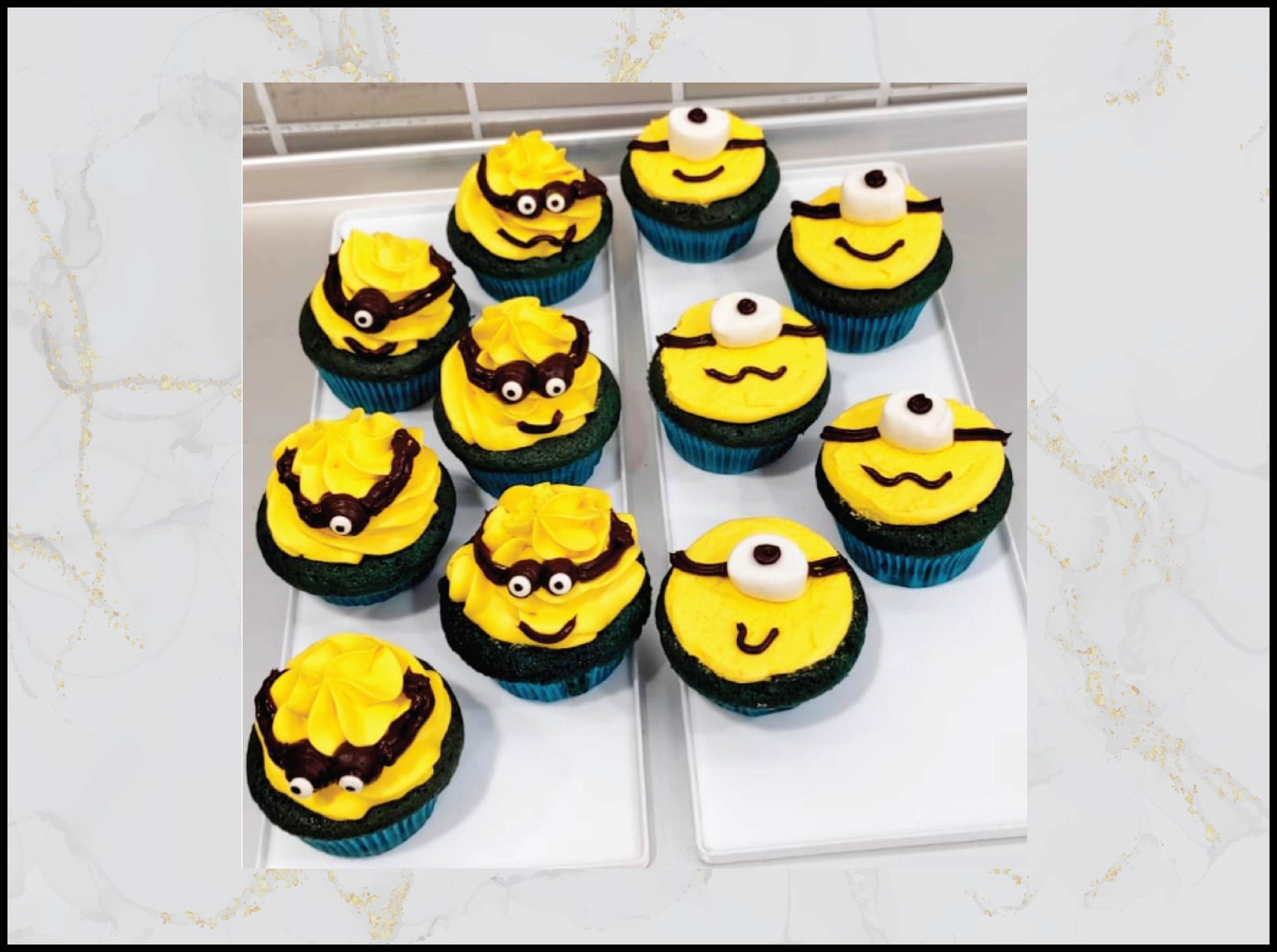 Blue Minions cupcakes with playful cartoon design in Macau