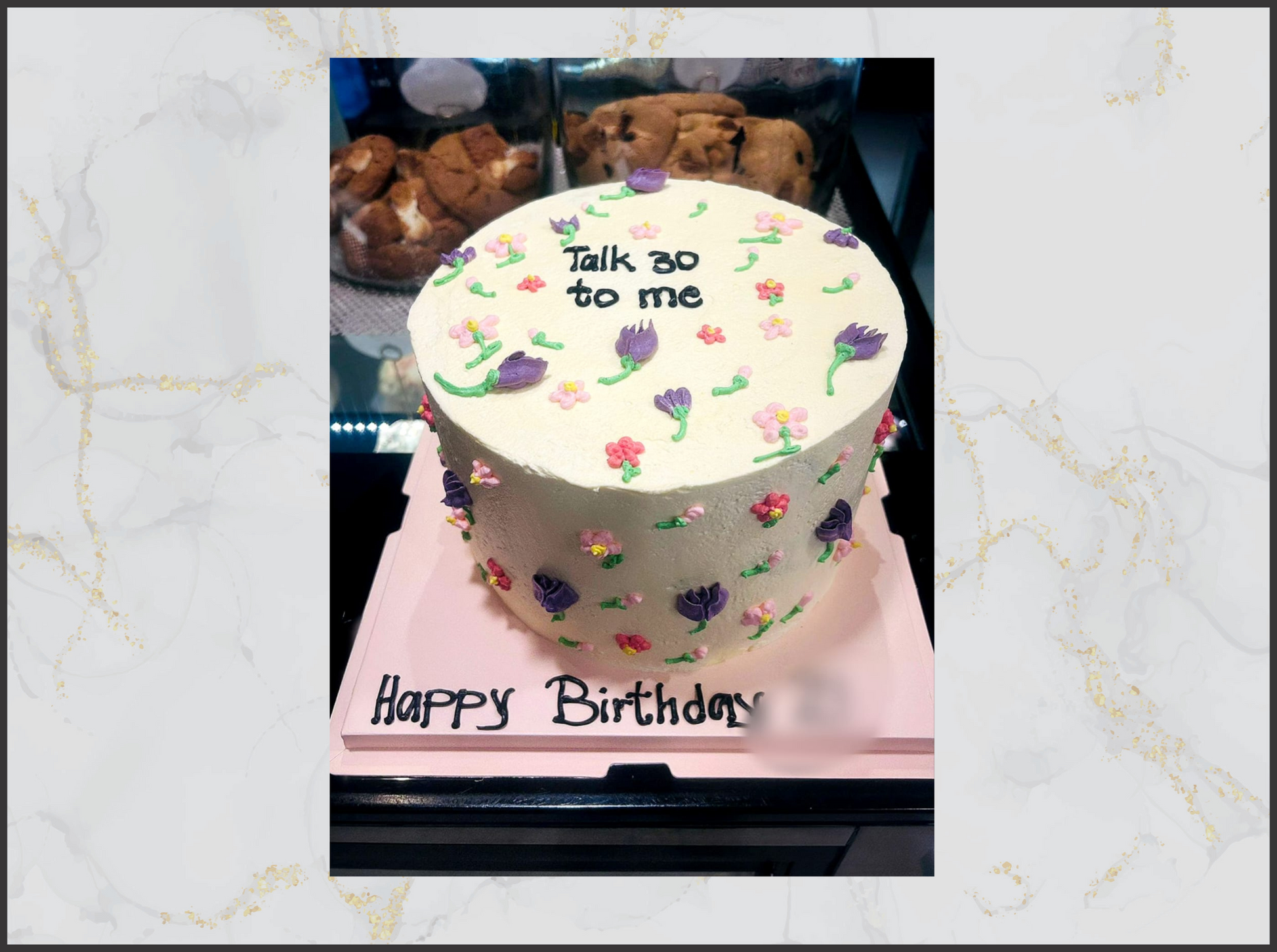 Decorated birthday cake with flowers macau bakery
