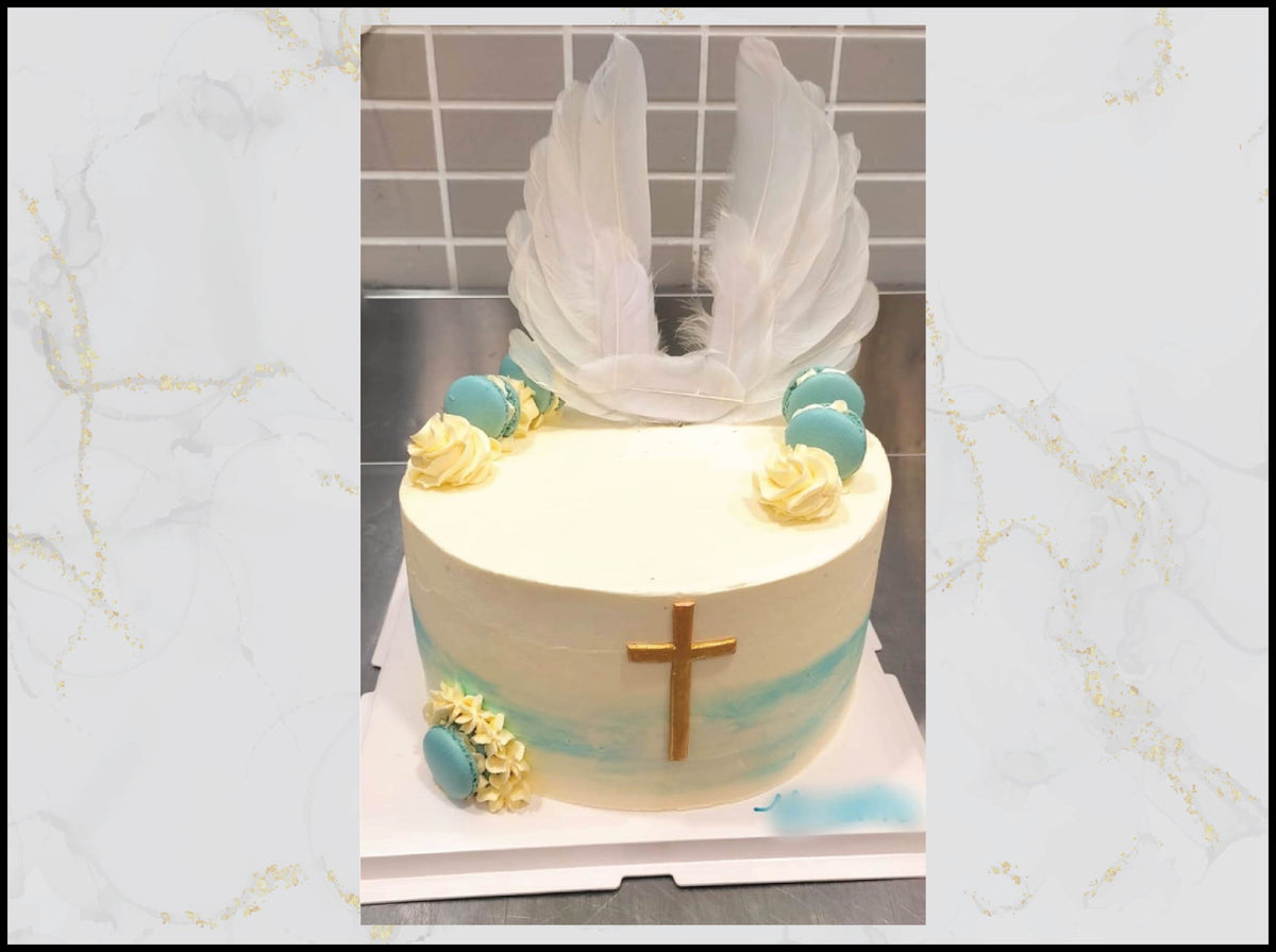 Christening celebration cake with elegant floral design in Macau