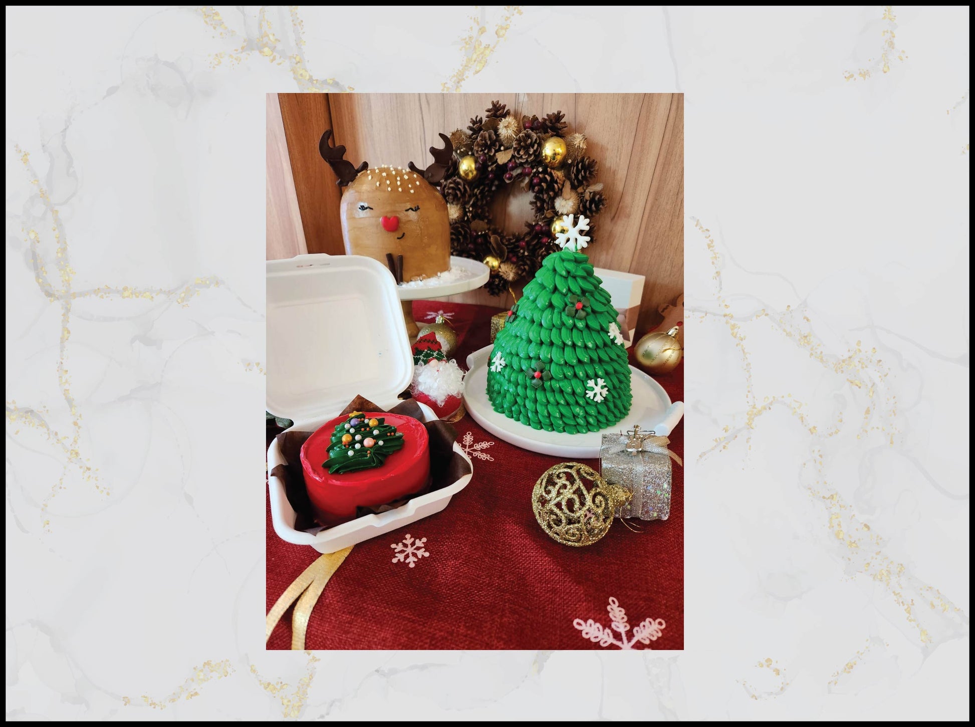 Christmas Pine Tree Cake with festive design in Macau