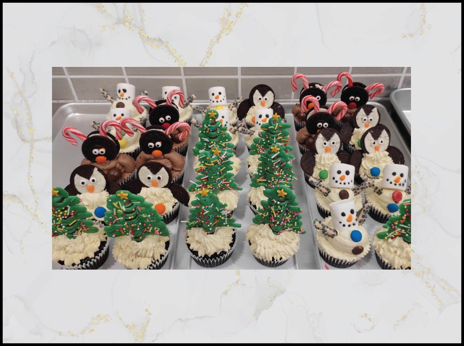 Christmas themed customized cupcakes with festive holiday design in Macau
