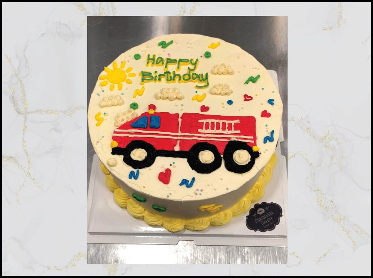
Cute fire truck customized birthday cake with playful design in Macau