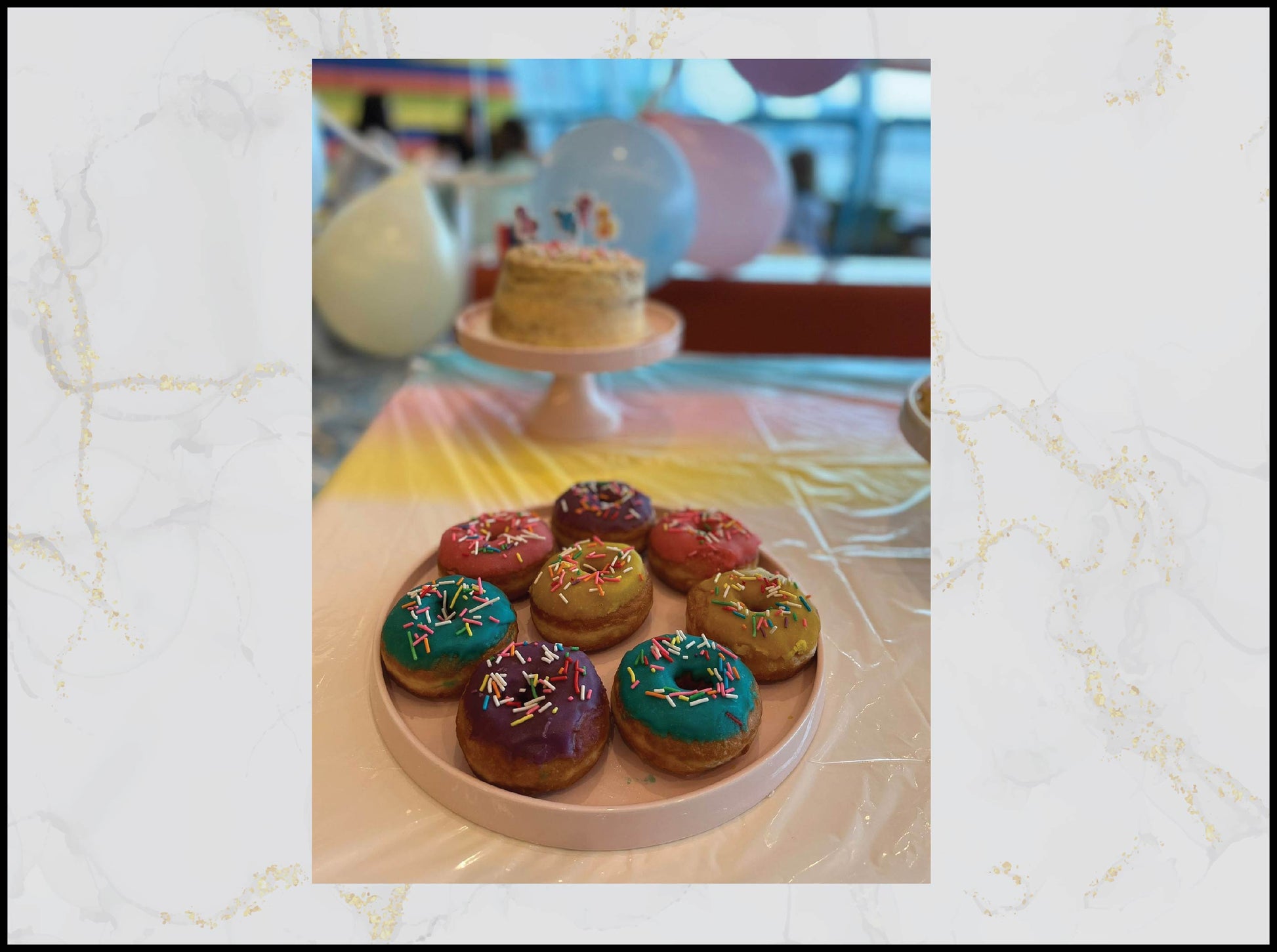 Colorful sprinkles donuts with bright birthday theme in Macau