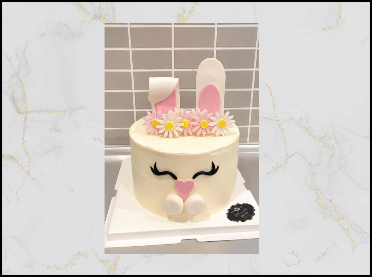 Cute Bunny Birthday Cake with pastel bunny design in Macau