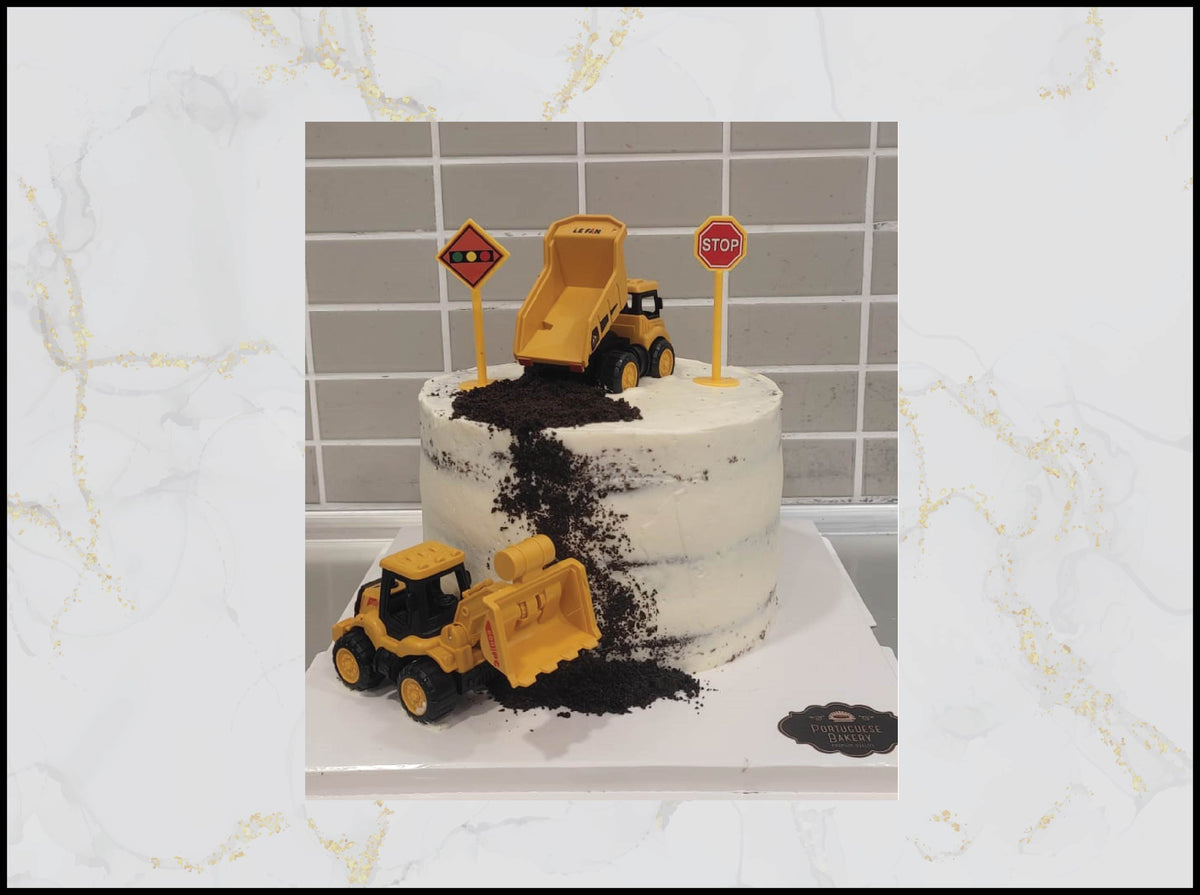Excavator Birthday Cake with yellow construction vehicle design in Macau