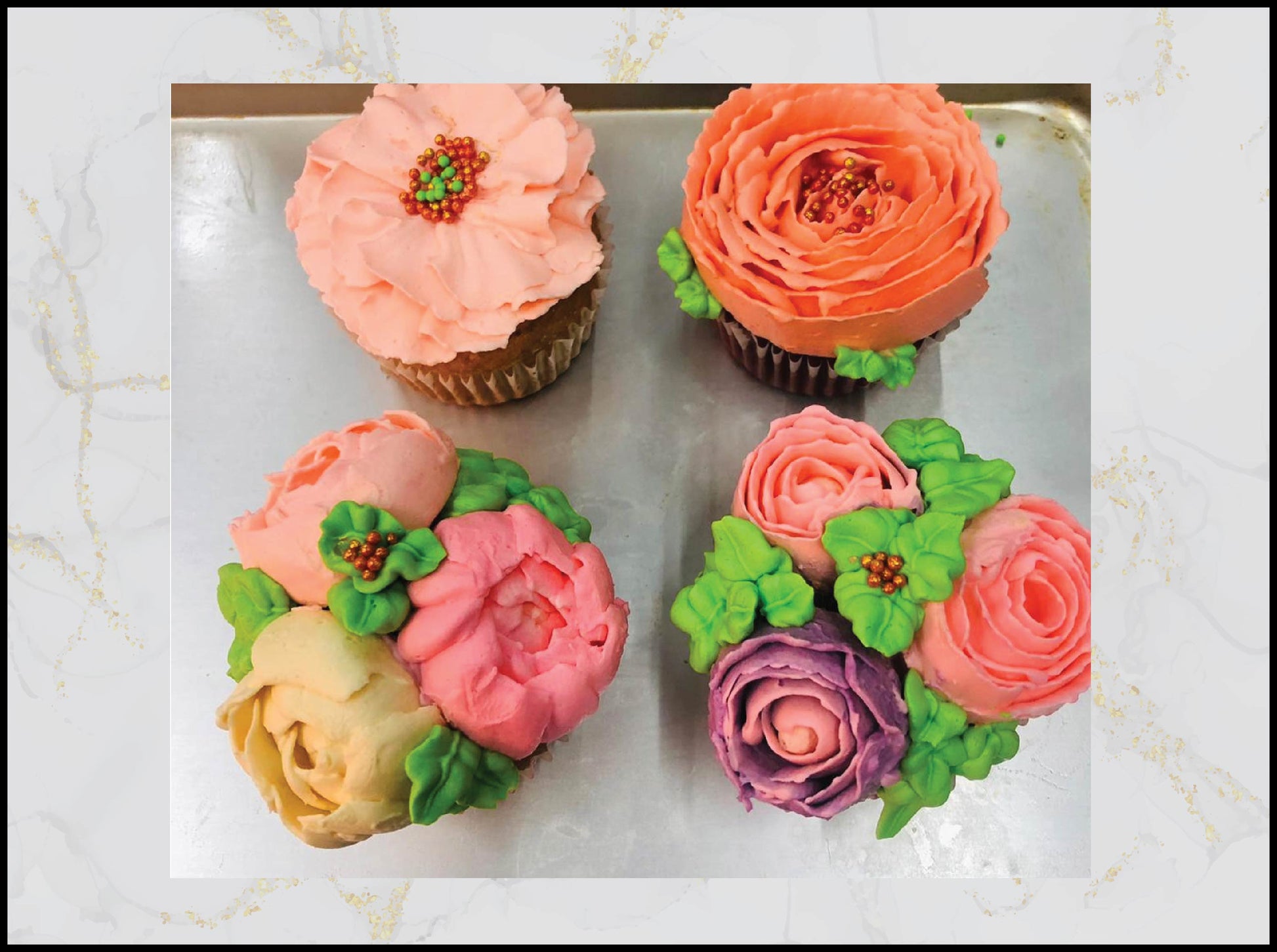 Flower cupcakes with elegant floral design in Macau