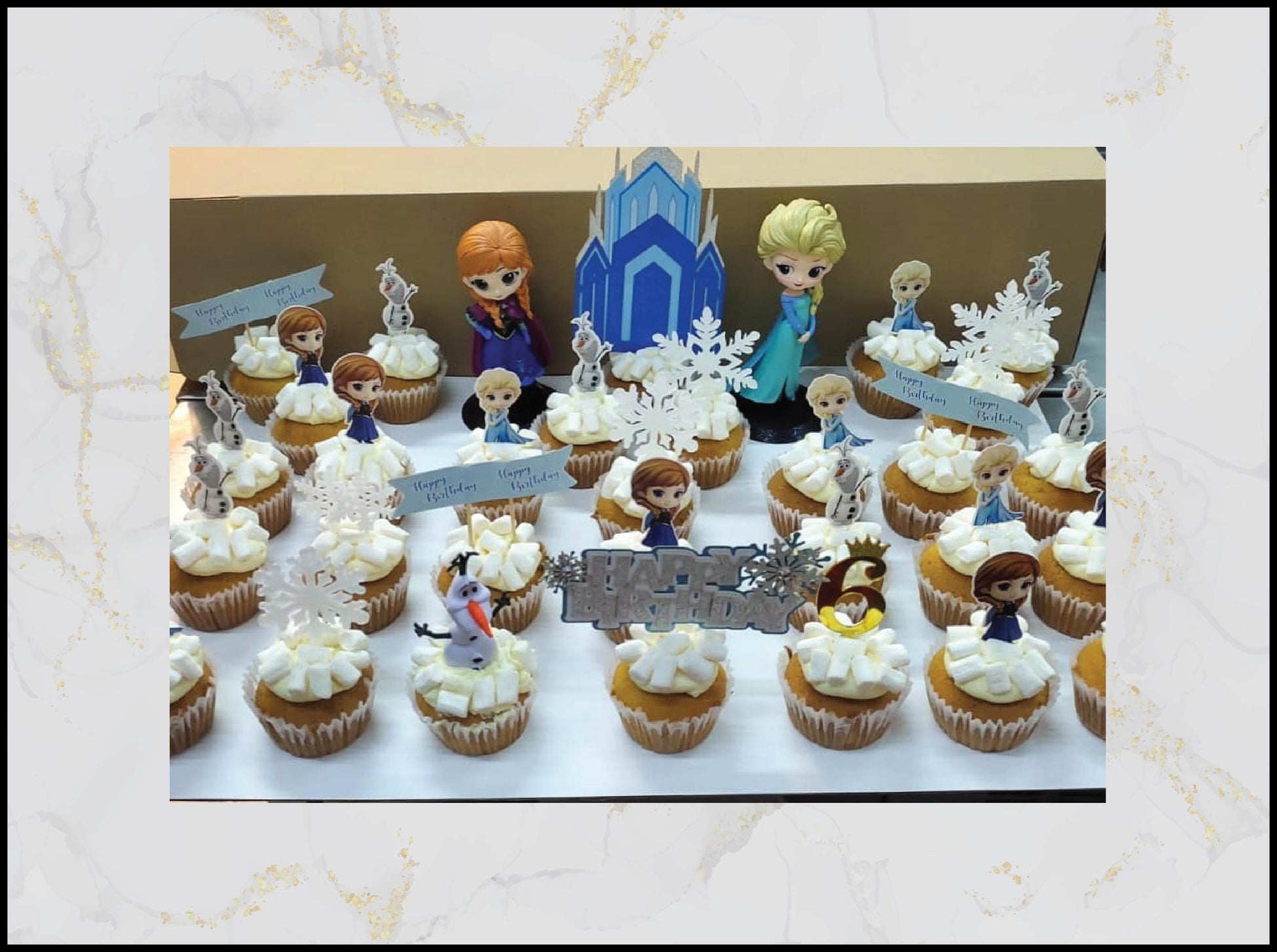 Frozen birthday cupcakes with icy blue princess theme in Macau