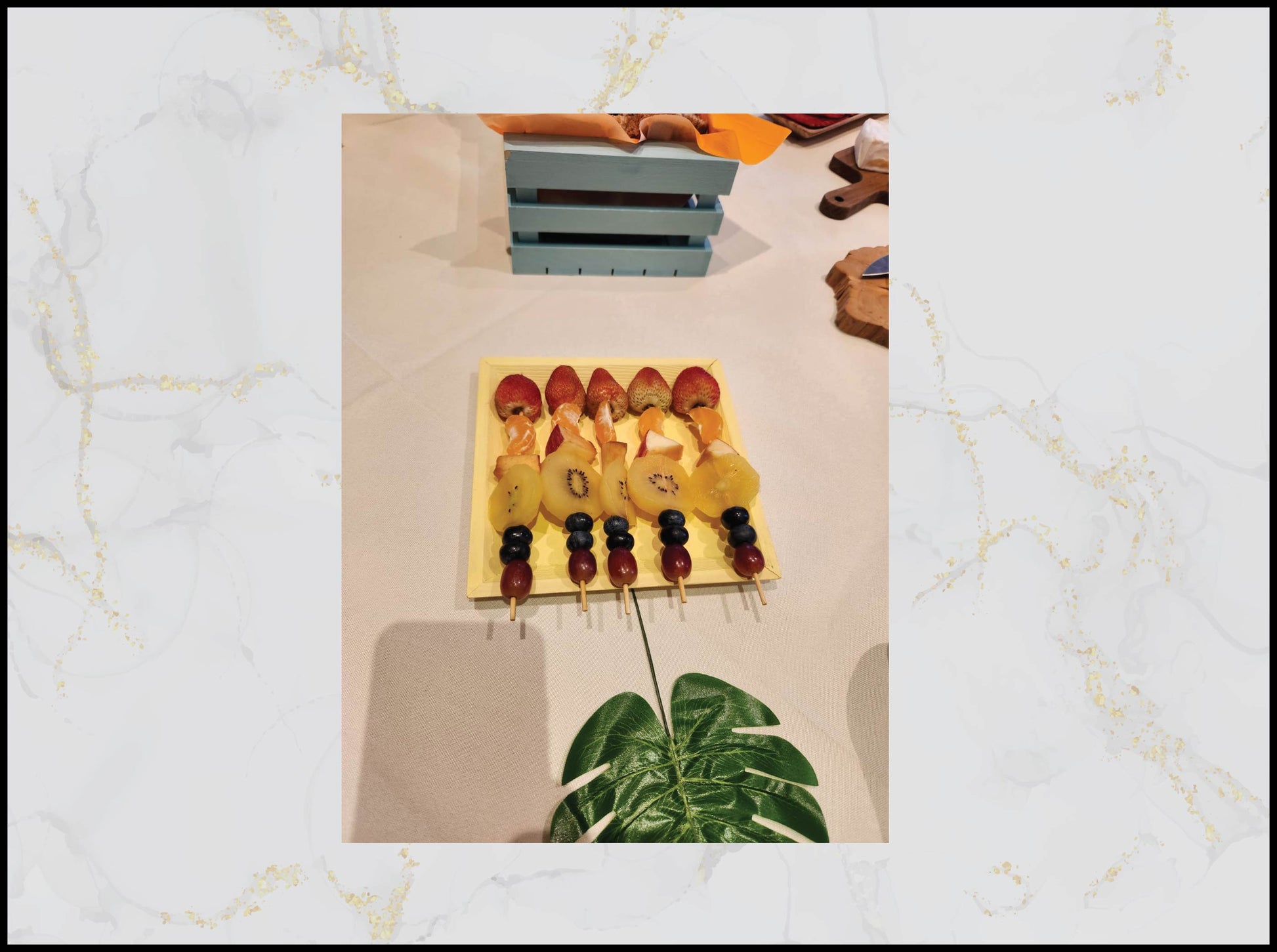 Fruit Skewer Birthday Catering setup with colorful fruits in Macau