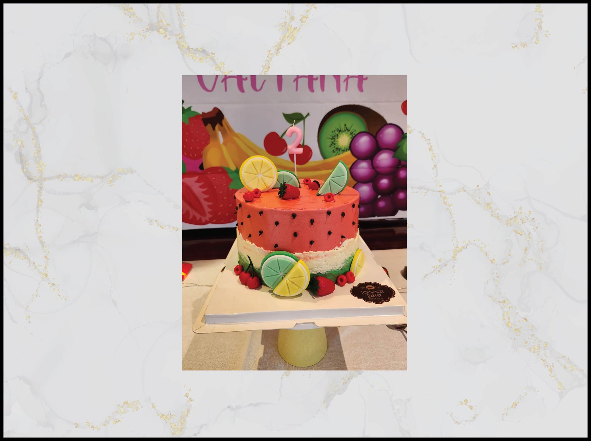 Fruits Birthday Cake with colorful seasonal fruits in Macau