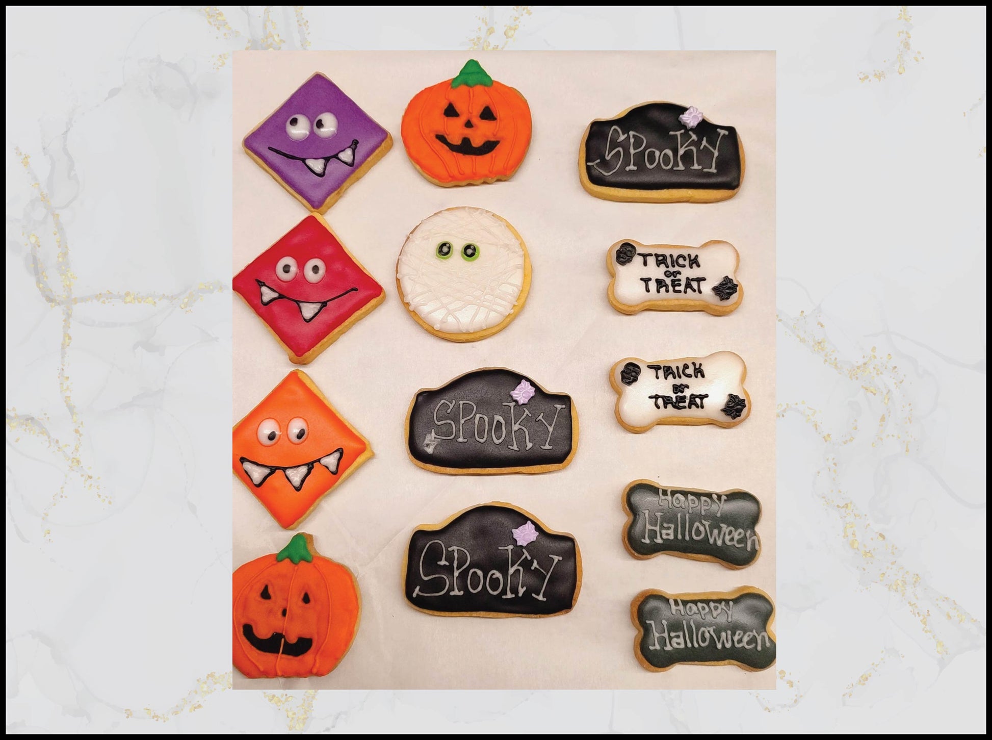 Halloween hand decorated cookies with spooky festive theme in Macau
