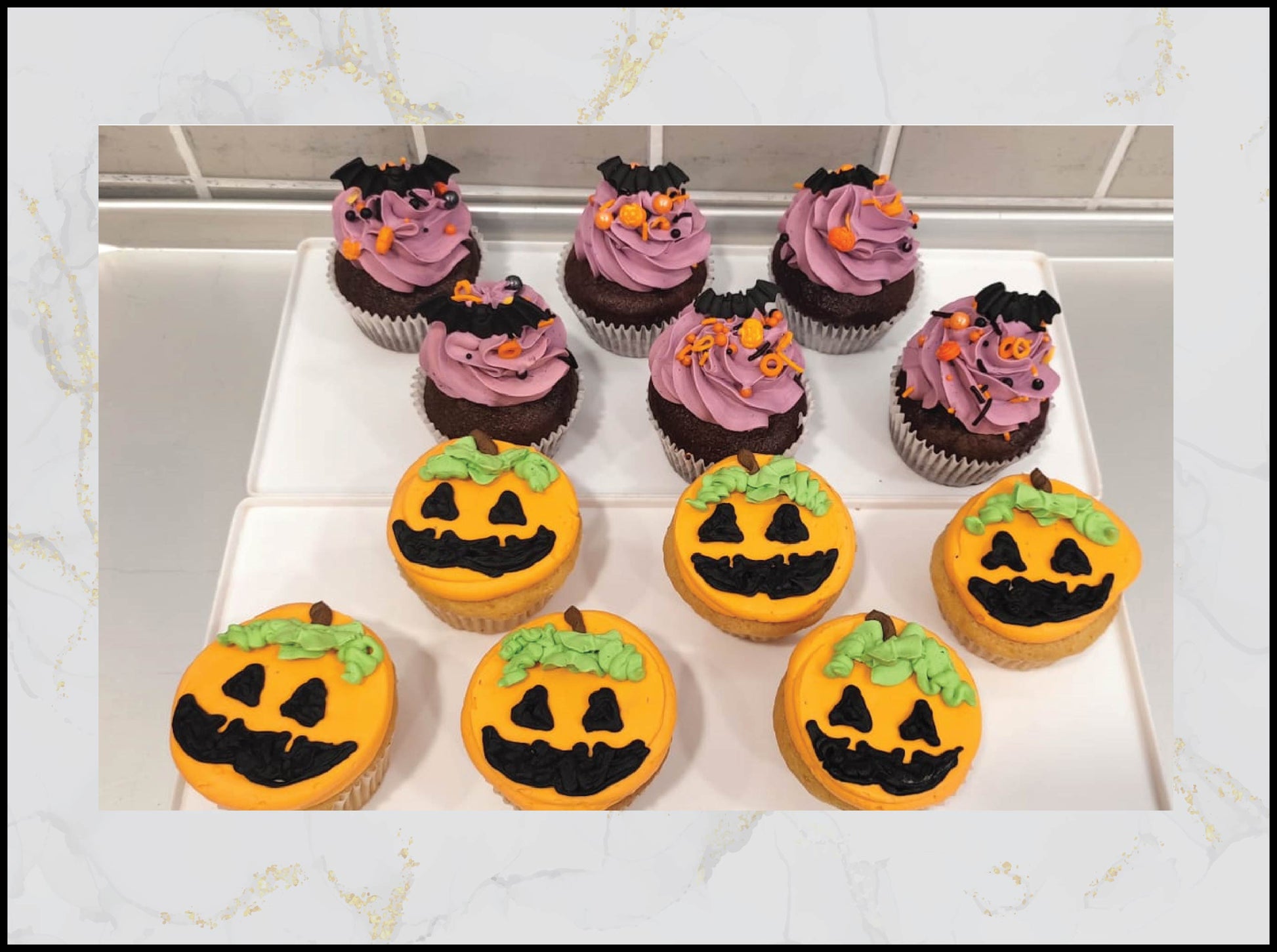 Halloween pumpkin and bats cupcakes with spooky festive design in Macau