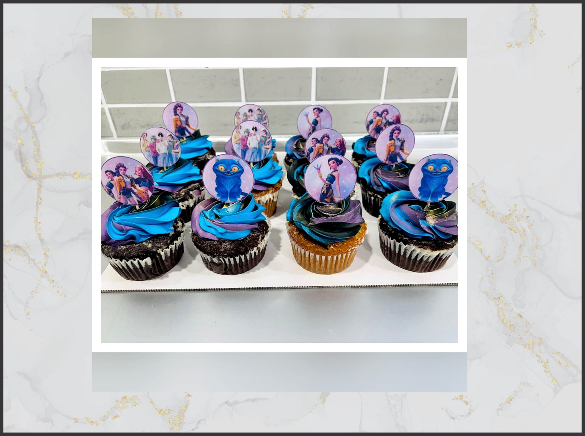 Cupcakes with animated character decorations k pop macau cake