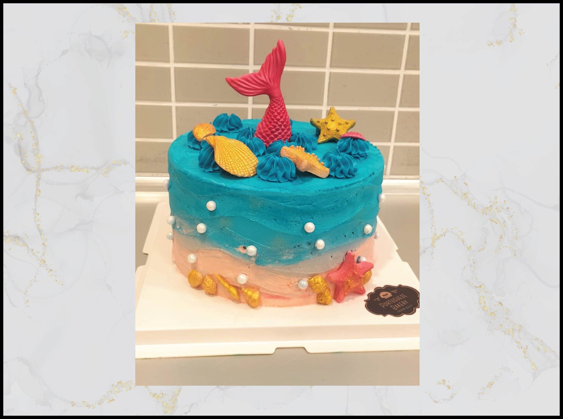 Mermaid ocean birthday cake with seashell and underwater design in Macau