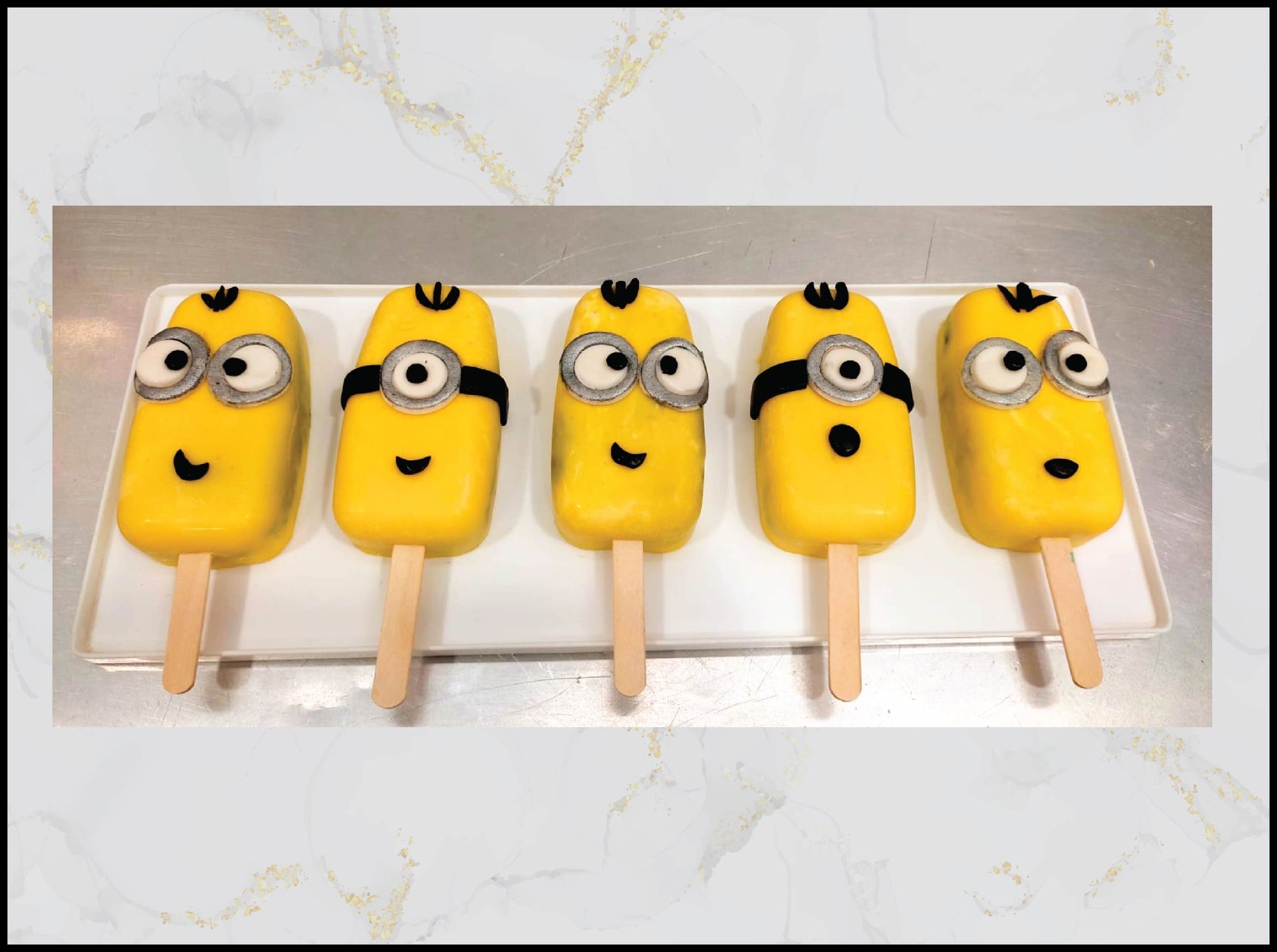 Minions ice cream shape cake pops with fun cartoon design in Macau