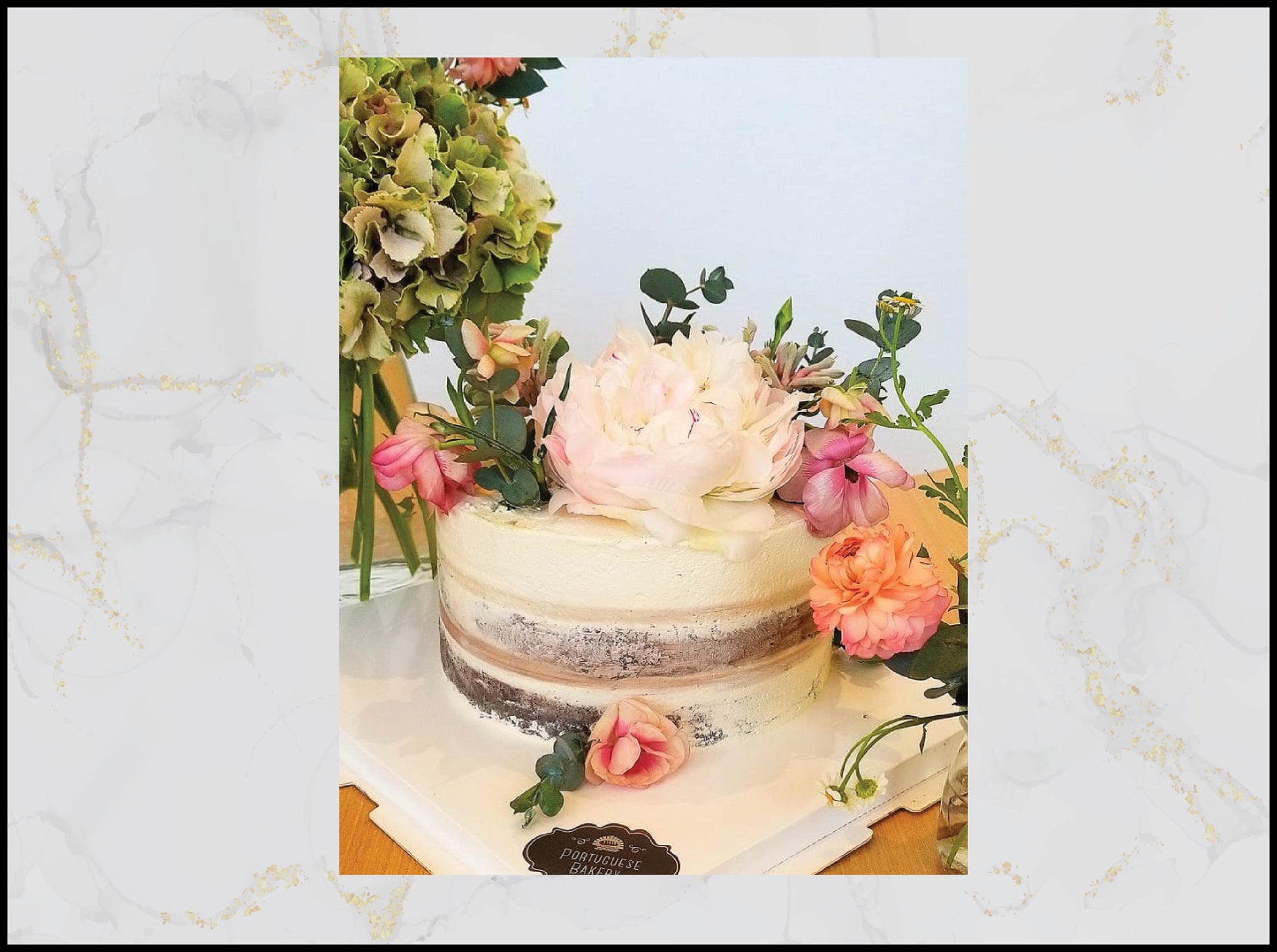 Naked floral customized cake with rustic elegant design in Macau