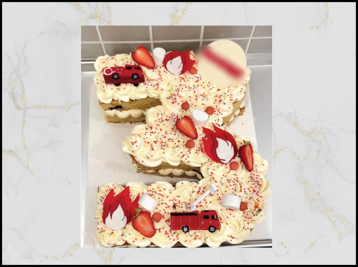 Number 3 Fire Truck Birthday Cake with red fire truck design in Macau