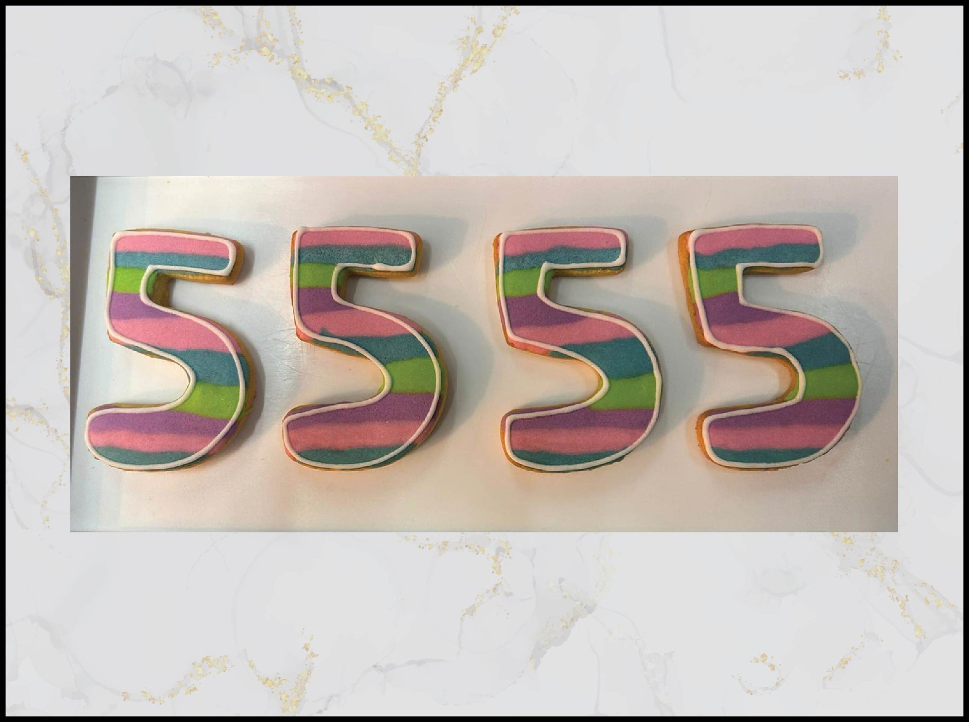 Number 5 rainbow decorated cookies with colorful birthday theme in Macau