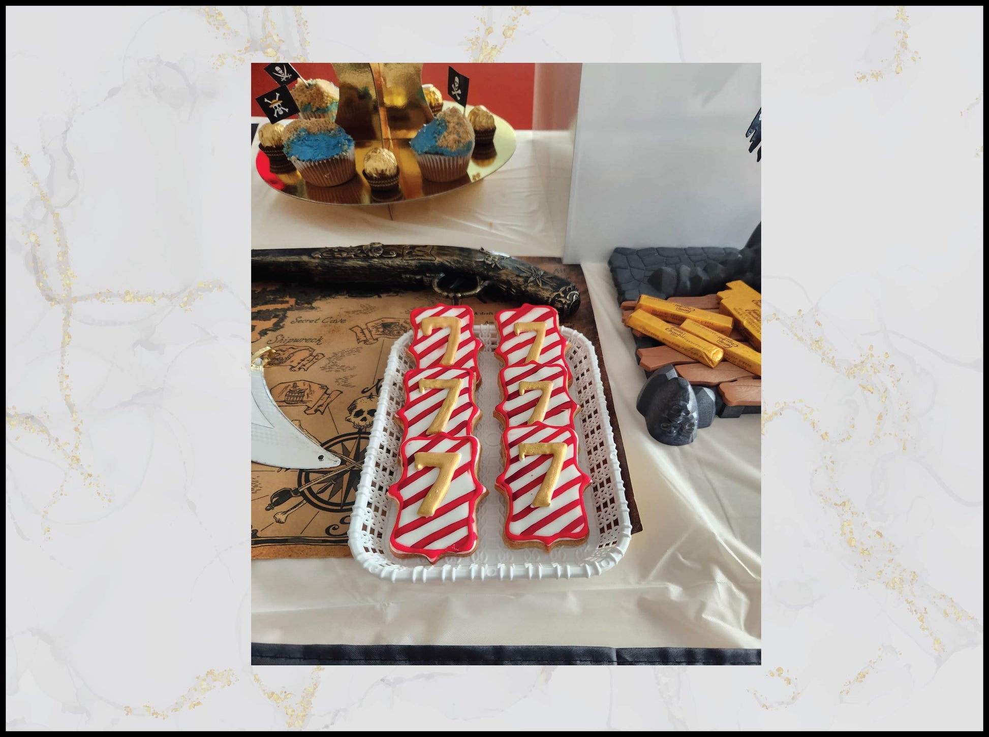Number 7 Decorated Cookies with colorful birthday design in Macau
