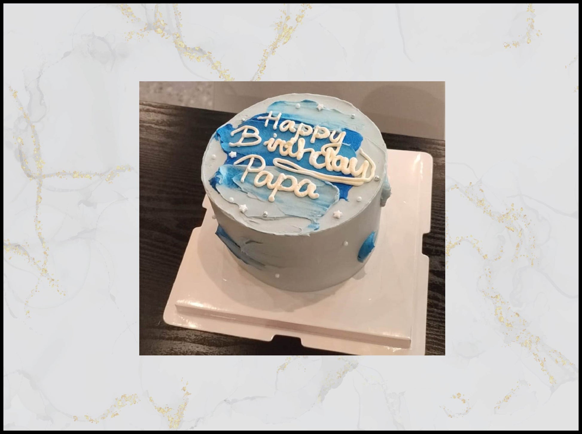 Pastel Blue Birthday Cake with elegant design in Macau