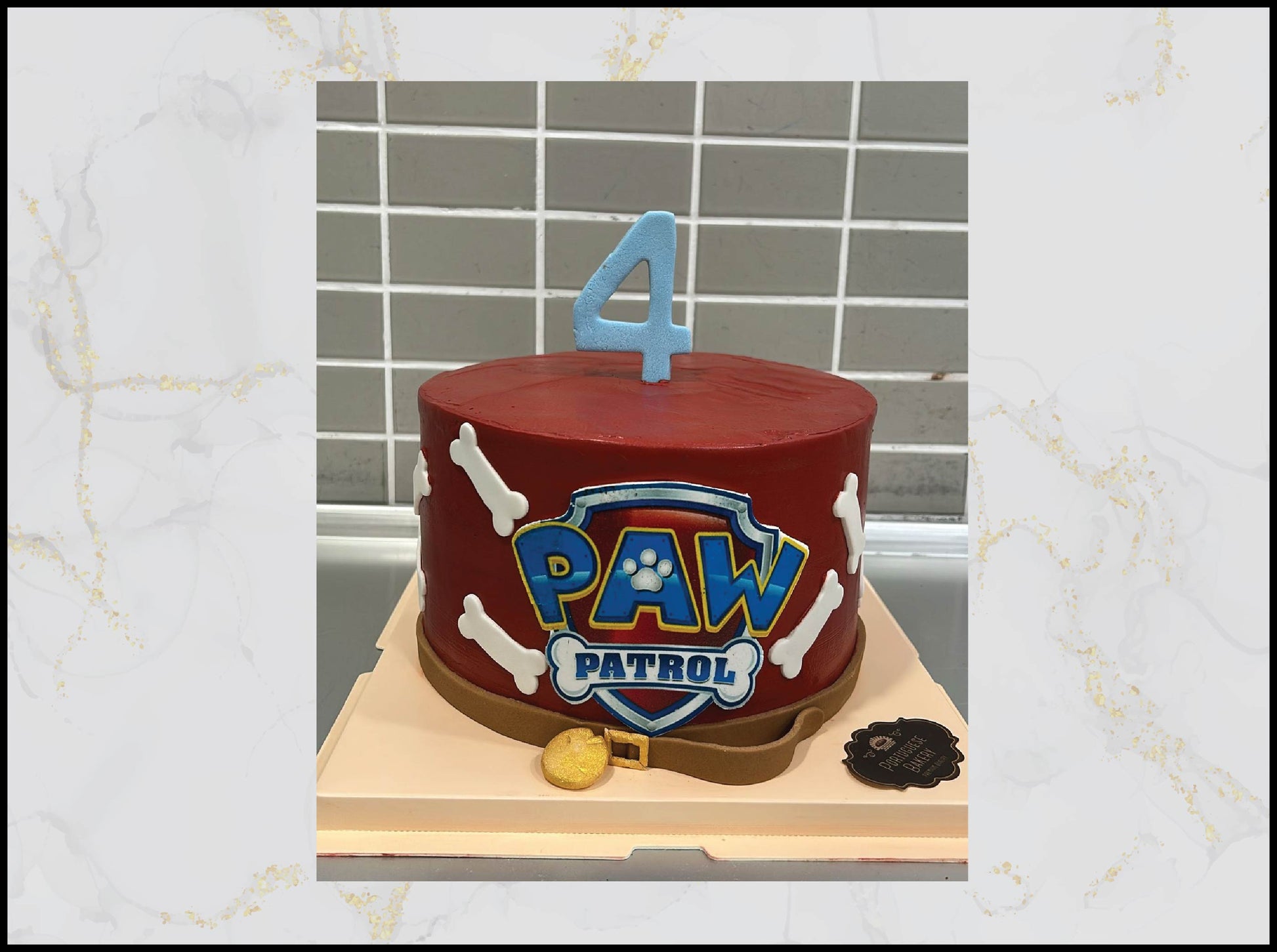 Paw Patrol birthday cake with a number 4 candle macau bakery cake