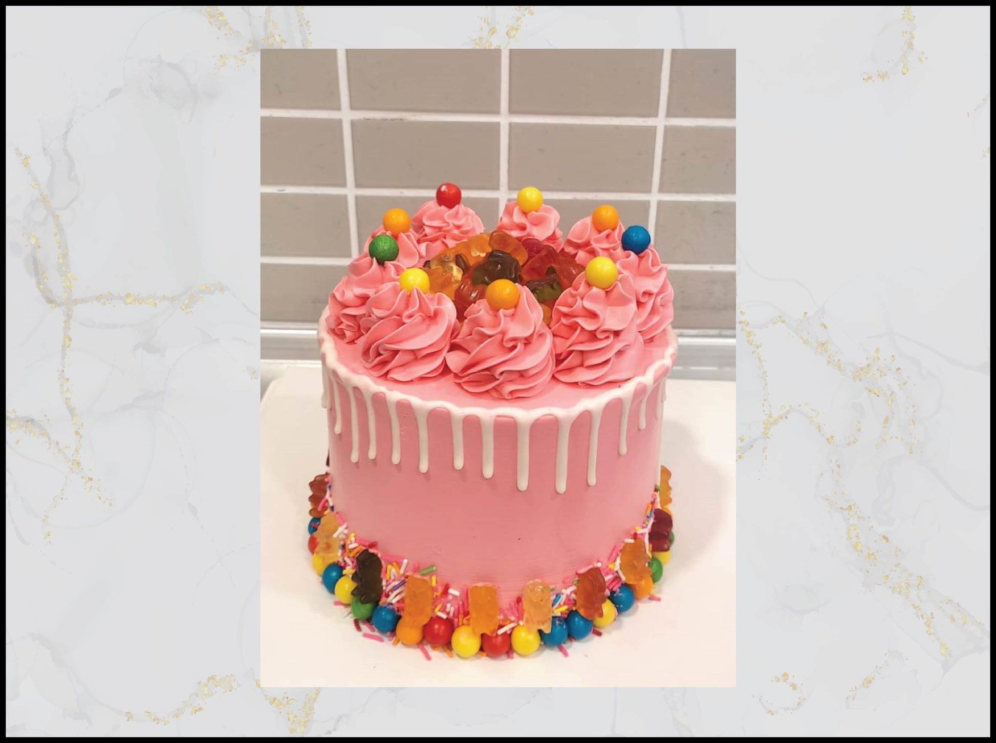 Pink Bubblegum Birthday Cake with sweet vibrant design in Macau