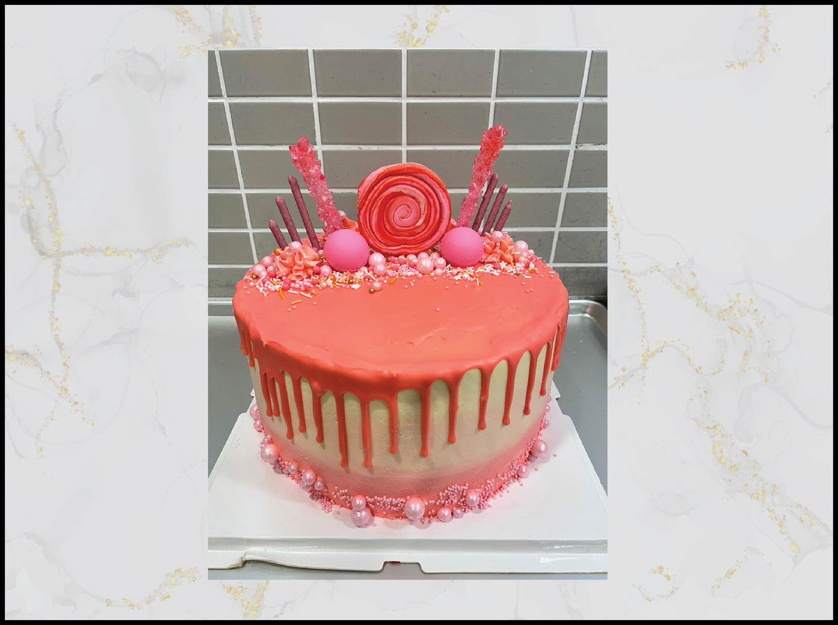 Pink Candy Birthday Cake with colorful candy design in Macau