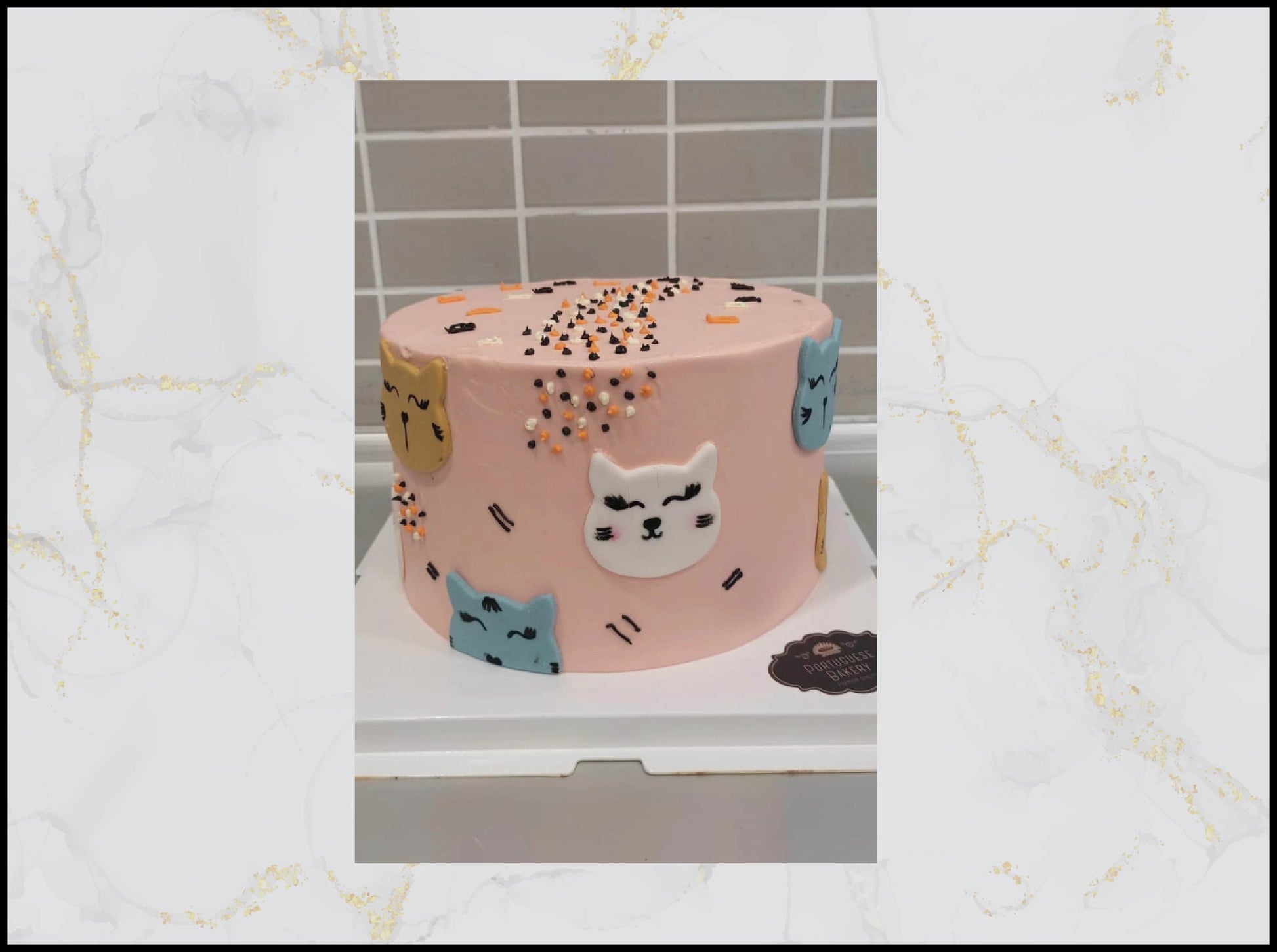 Pink Cat Birthday Cake with cute pastel cat design in Macau