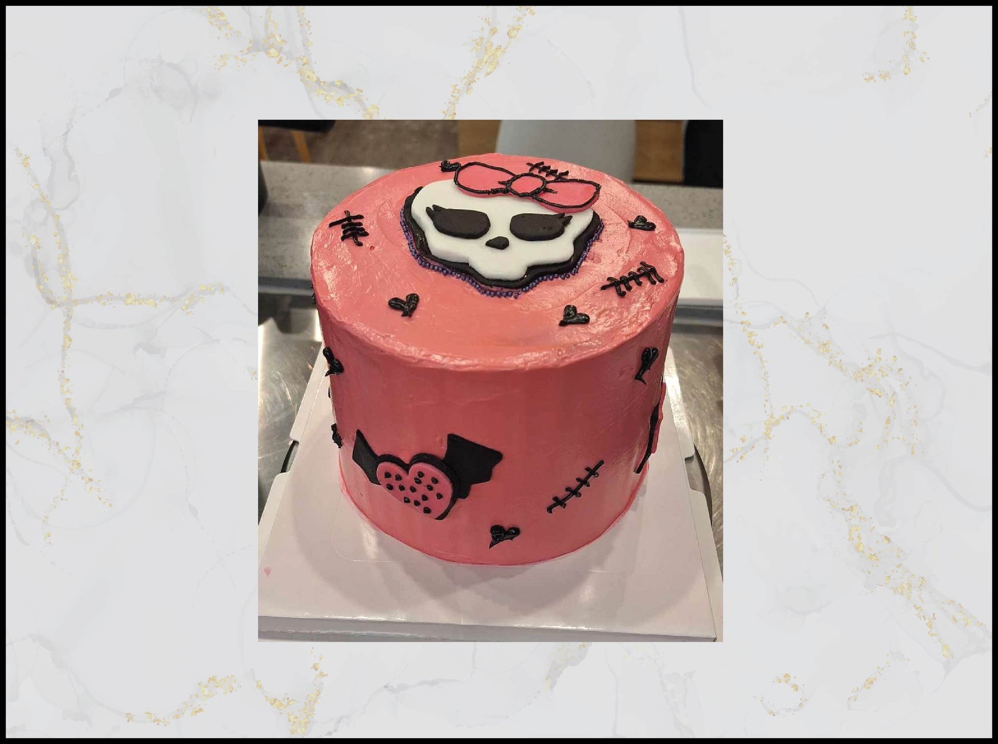 Pink Emo Birthday Cake with edgy design in Macau