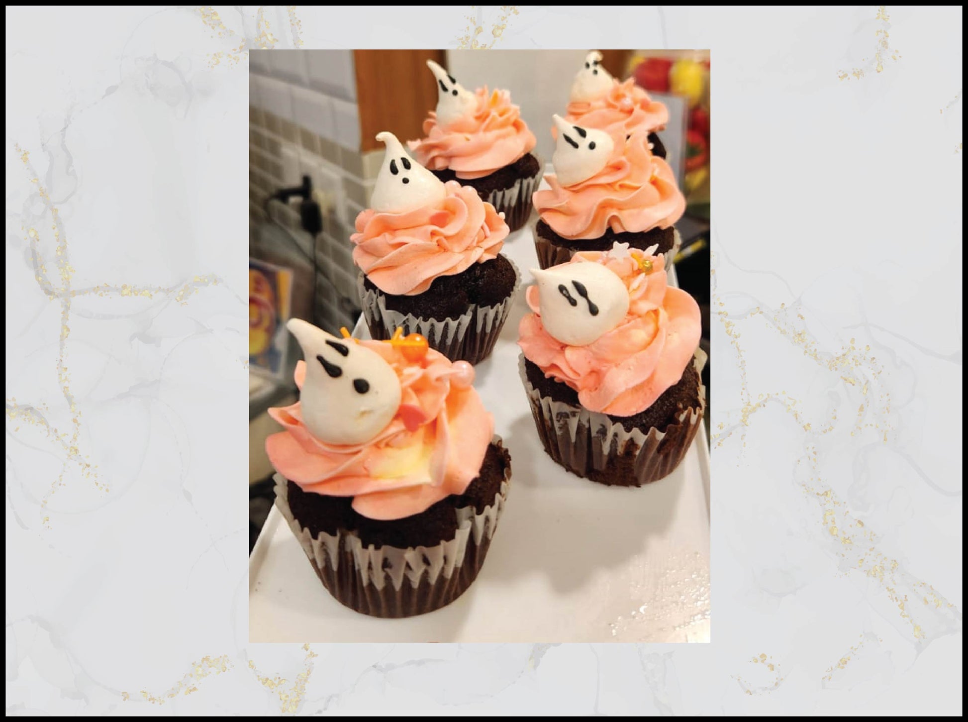 Pink Halloween cupcakes with spooky‑cute festive design in Macau