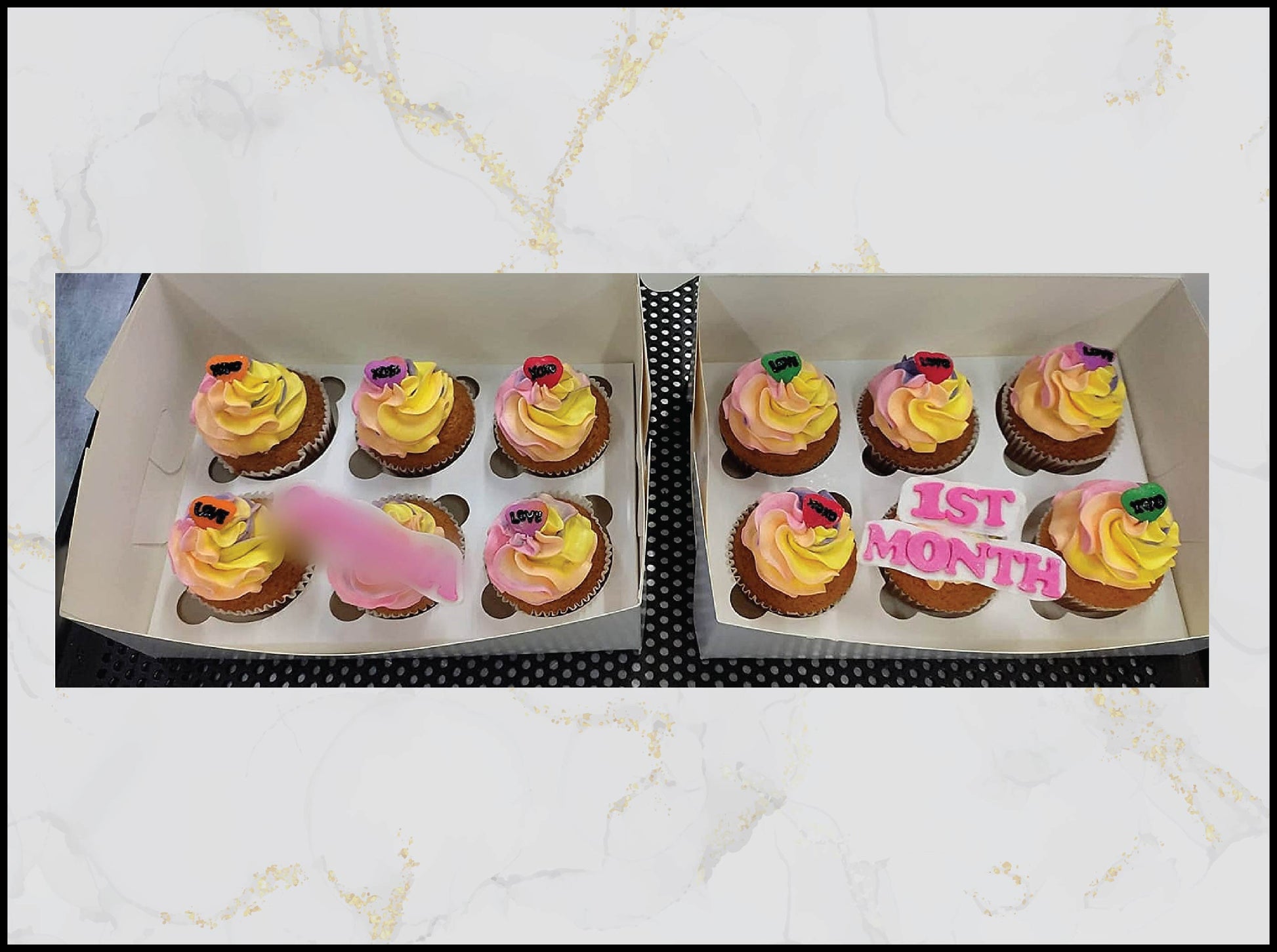 Pink and yellow ombre cupcakes with elegant pastel design in Macau