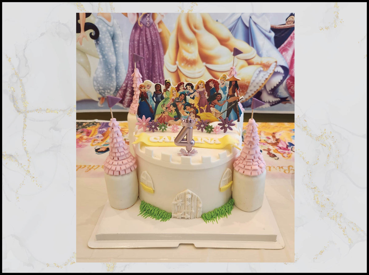 Princess birthday cake with elegant crown and pastel design in Macau