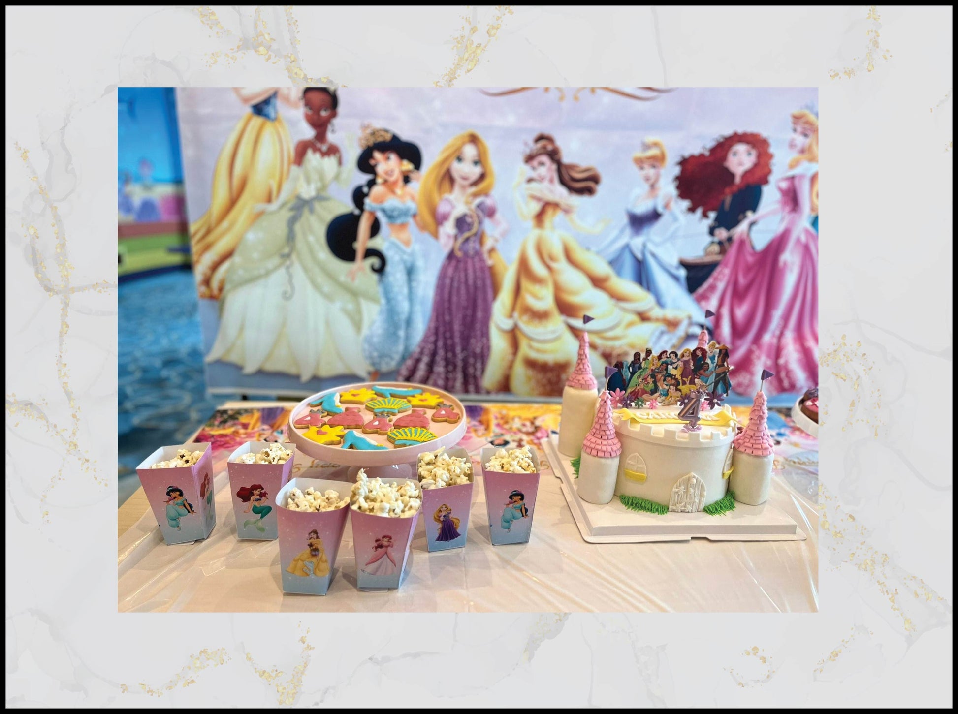 Princess birthday catering with themed cakes, cupcakes, and donuts in Macau