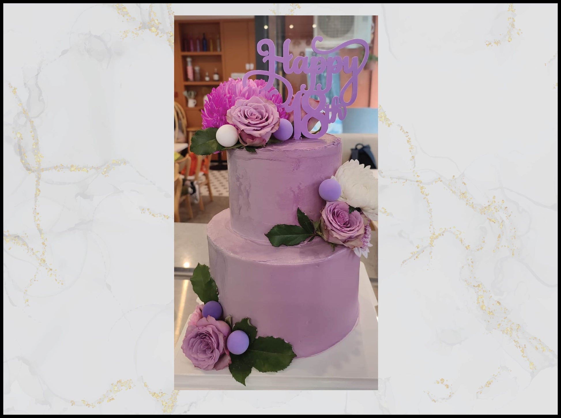 Purple floral cake with elegant flower design in Macau