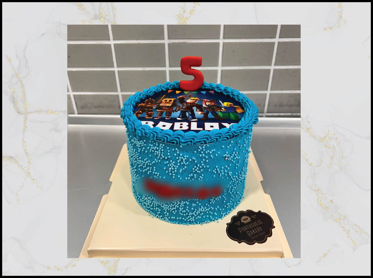 Roblox Blue Birthday Cake with blue gamer design in Macau