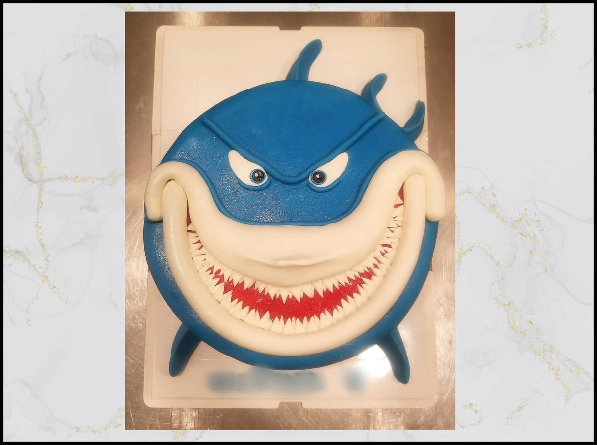 Shark face birthday cake with ocean adventure design in Macau