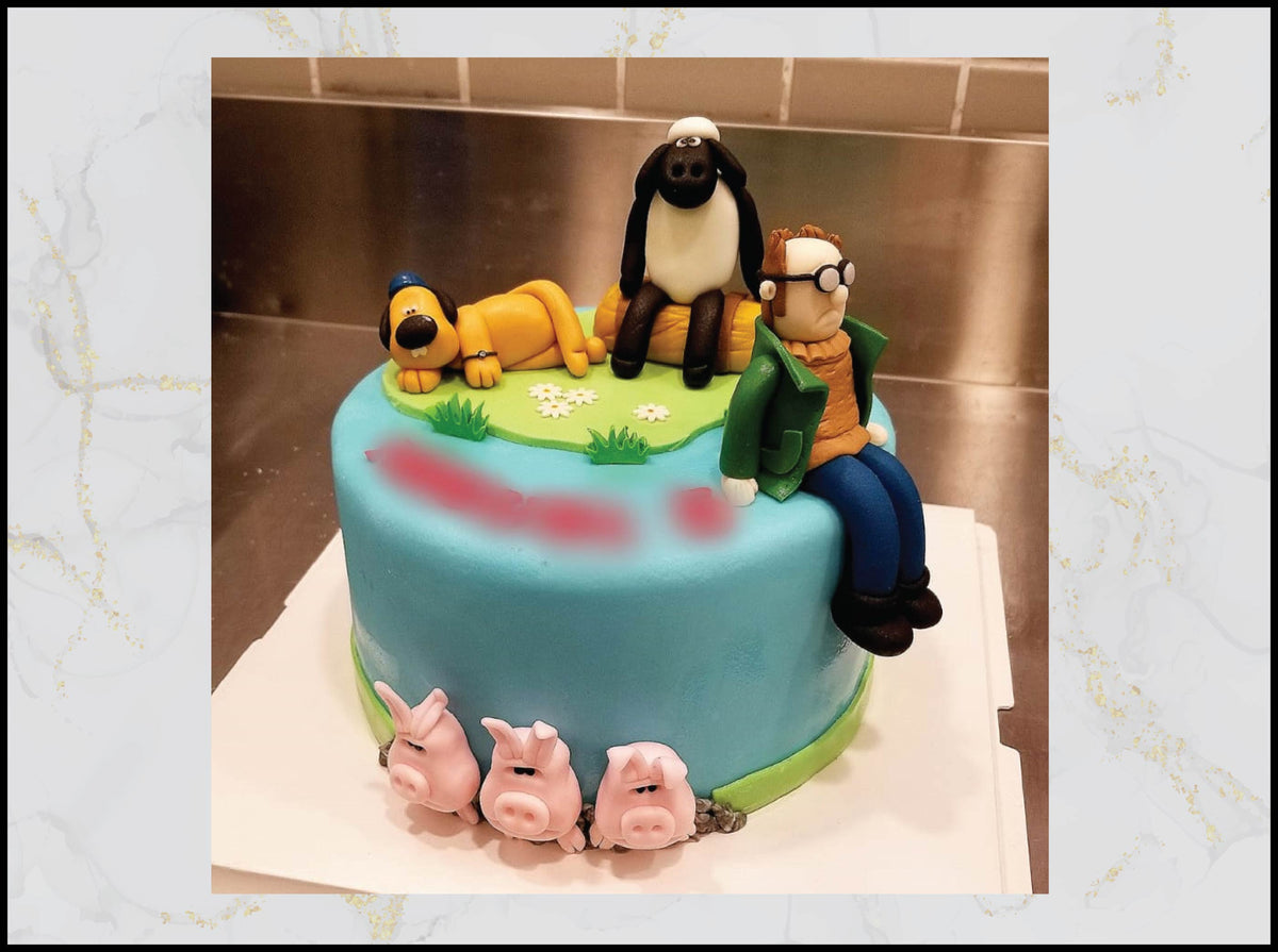
Shaun the Sheep birthday customized cake with playful farm design in Macau