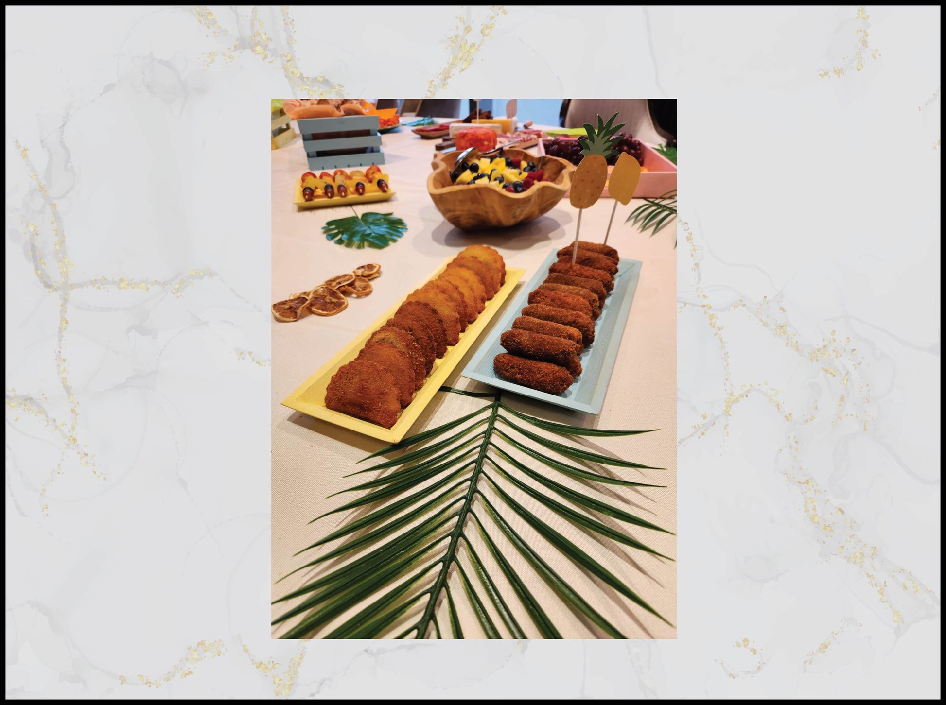 Shrimp Rissol and Meat Croquette Birthday Catering setup in Macau