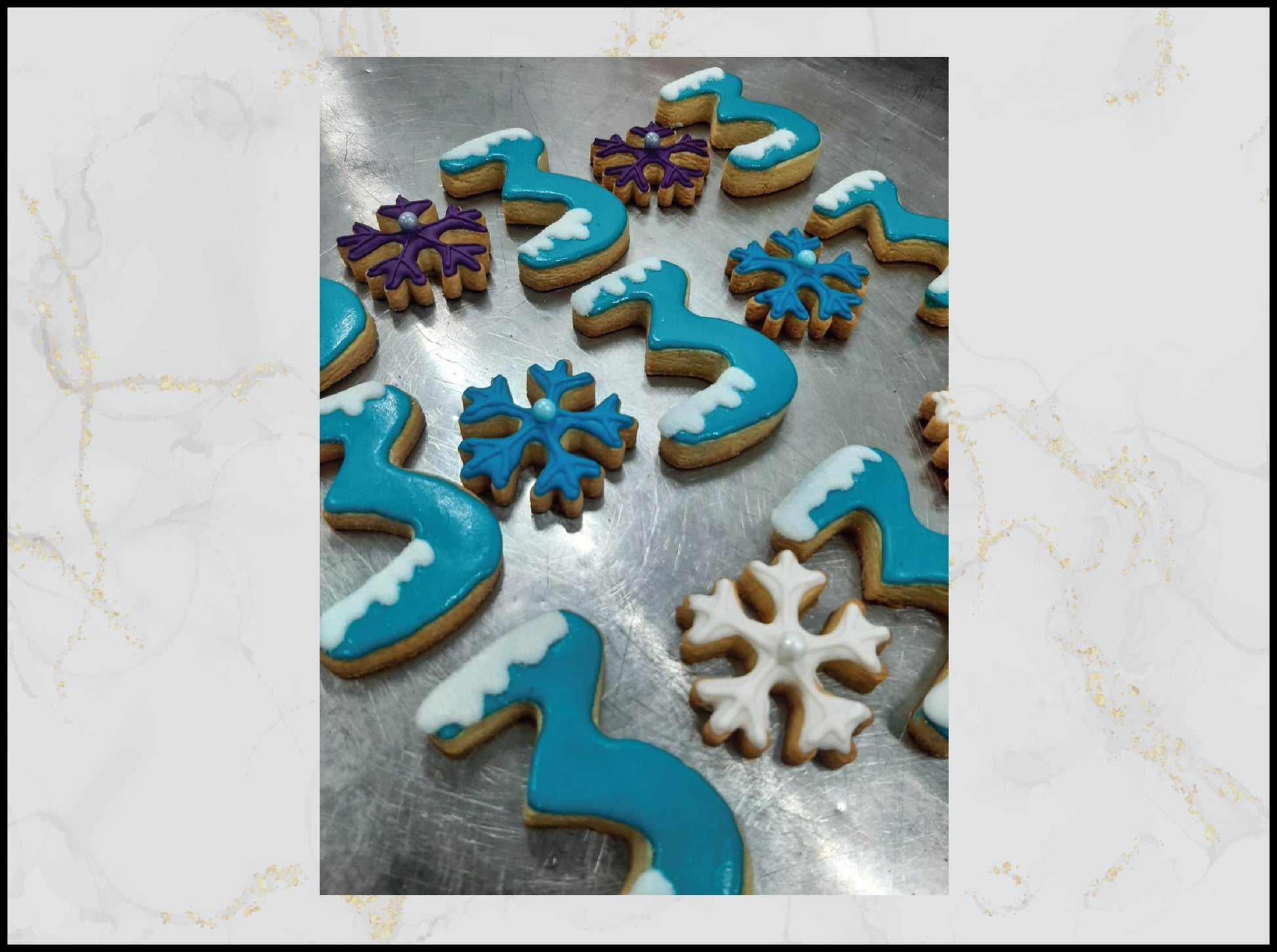 Snow flakes decorated cookies with festive winter theme in Macau
