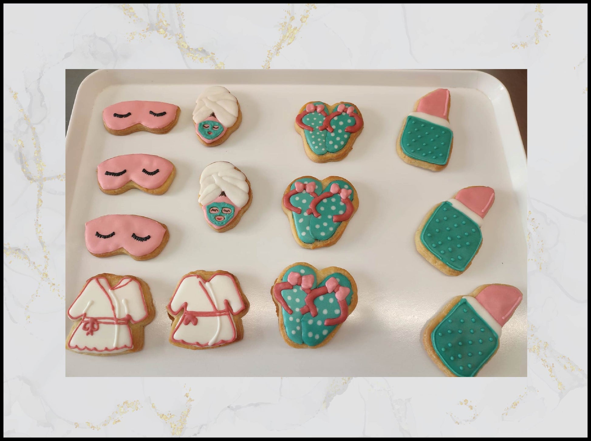 Spa themed hand decorated cookies with elegant wellness design in Macau
