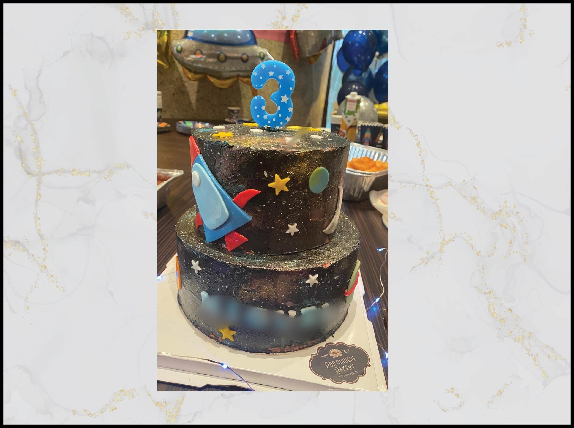 Space Themed Birthday Cake with galaxy and planets design in Macau