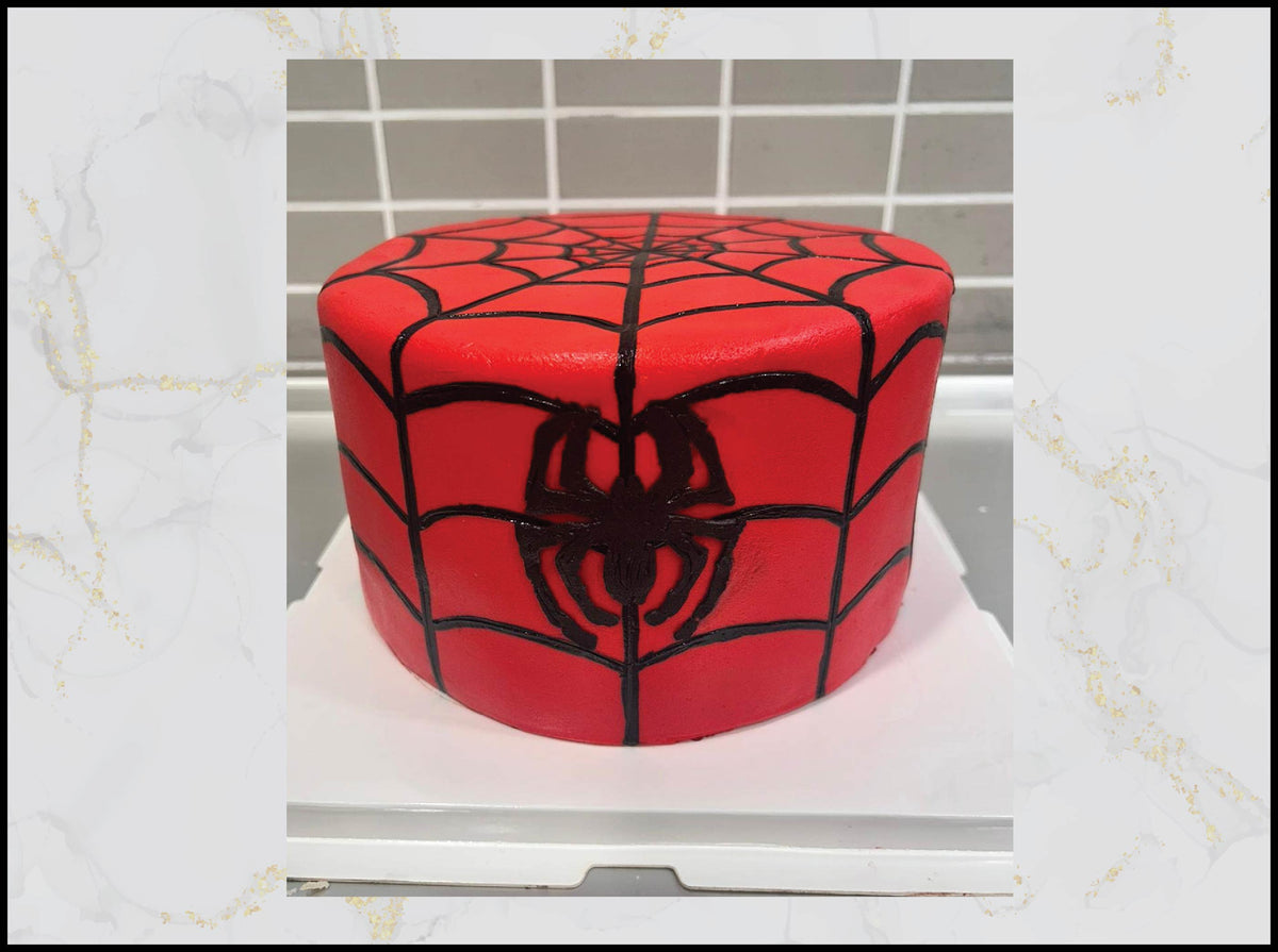 Spider‑Man red and black cake with superhero birthday design in Macau