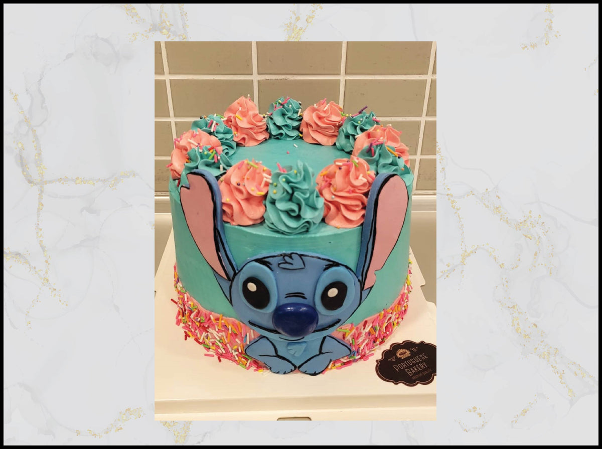 Stitch Birthday Cake with cute blue character design in Macau
