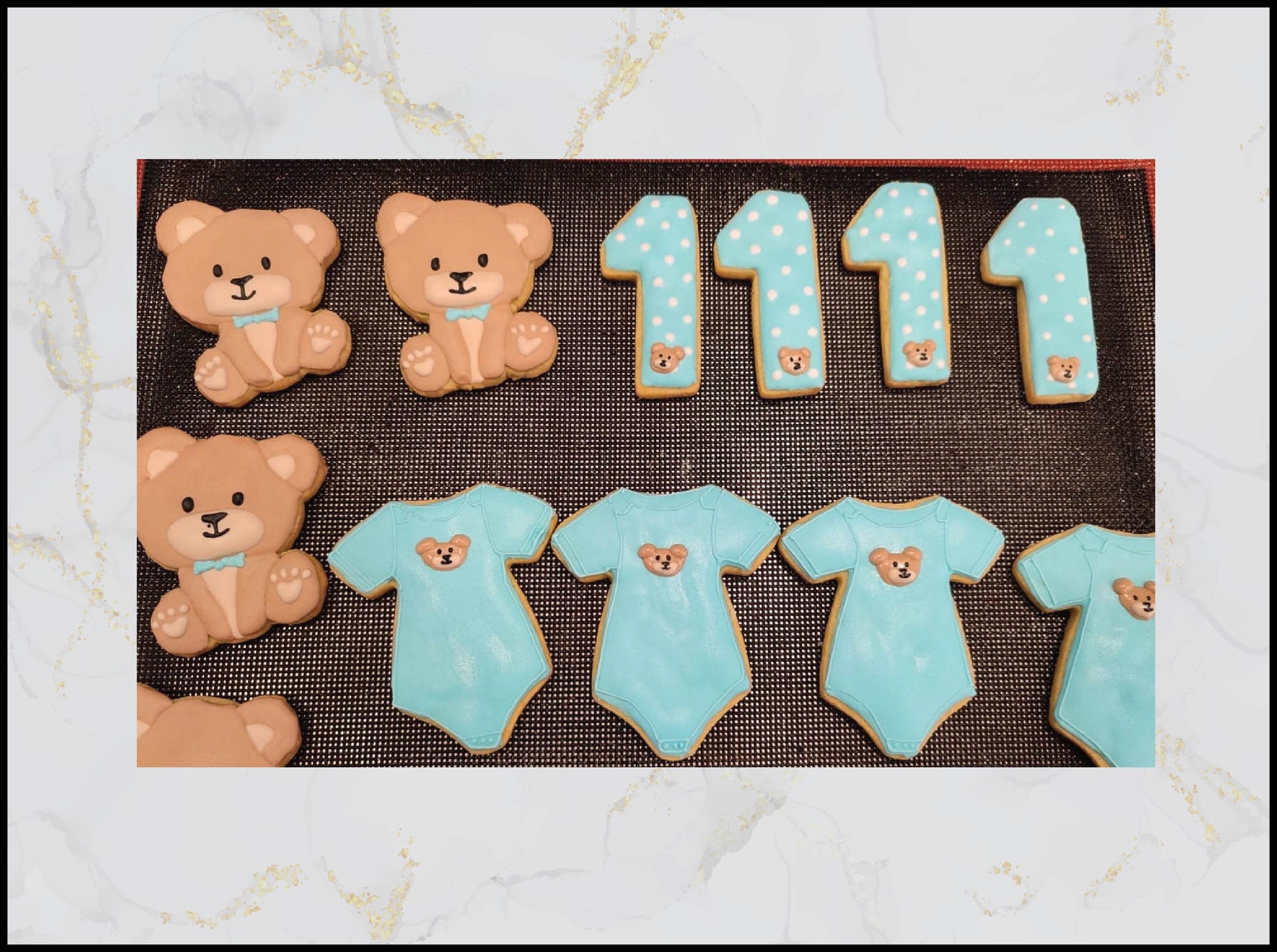 Teddy bear baby decorated cookies with adorable shower theme in Macau