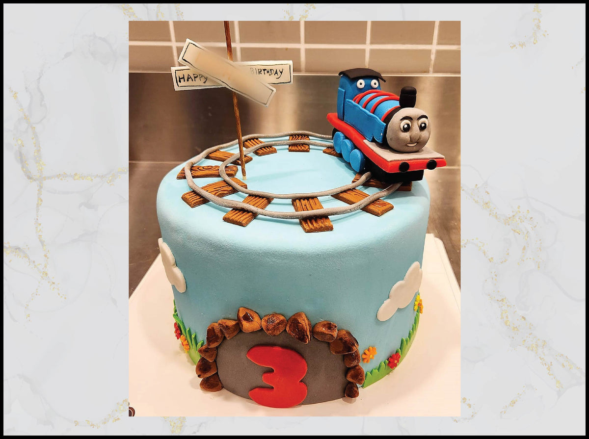 Thomas Train birthday customized cake with cheerful railway design in Macau