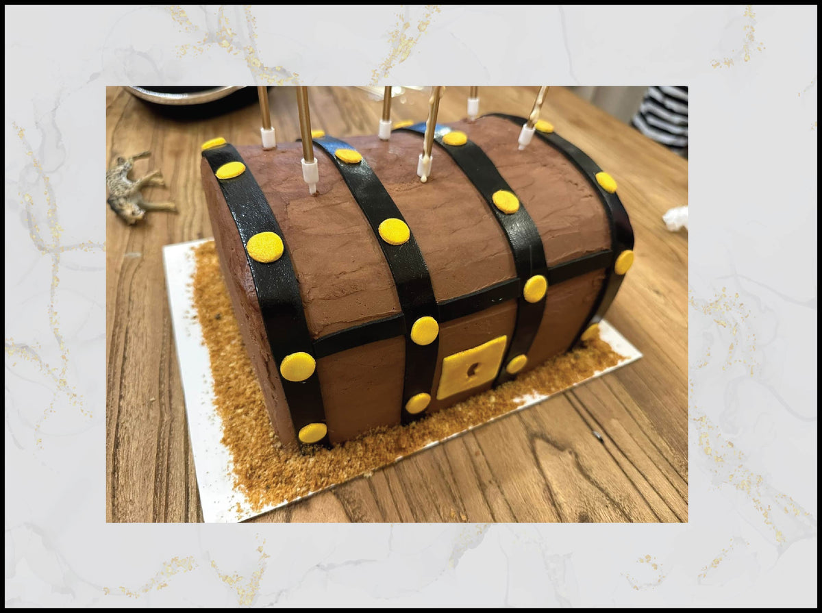 Treasure Chest Birthday Cake with gold coins and gems design in Macau